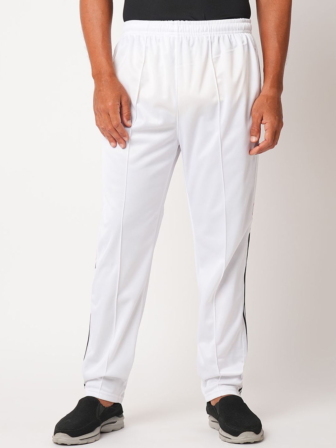 

ESTRO Men Striped Slim Fit Mid Rise Track Pants, White