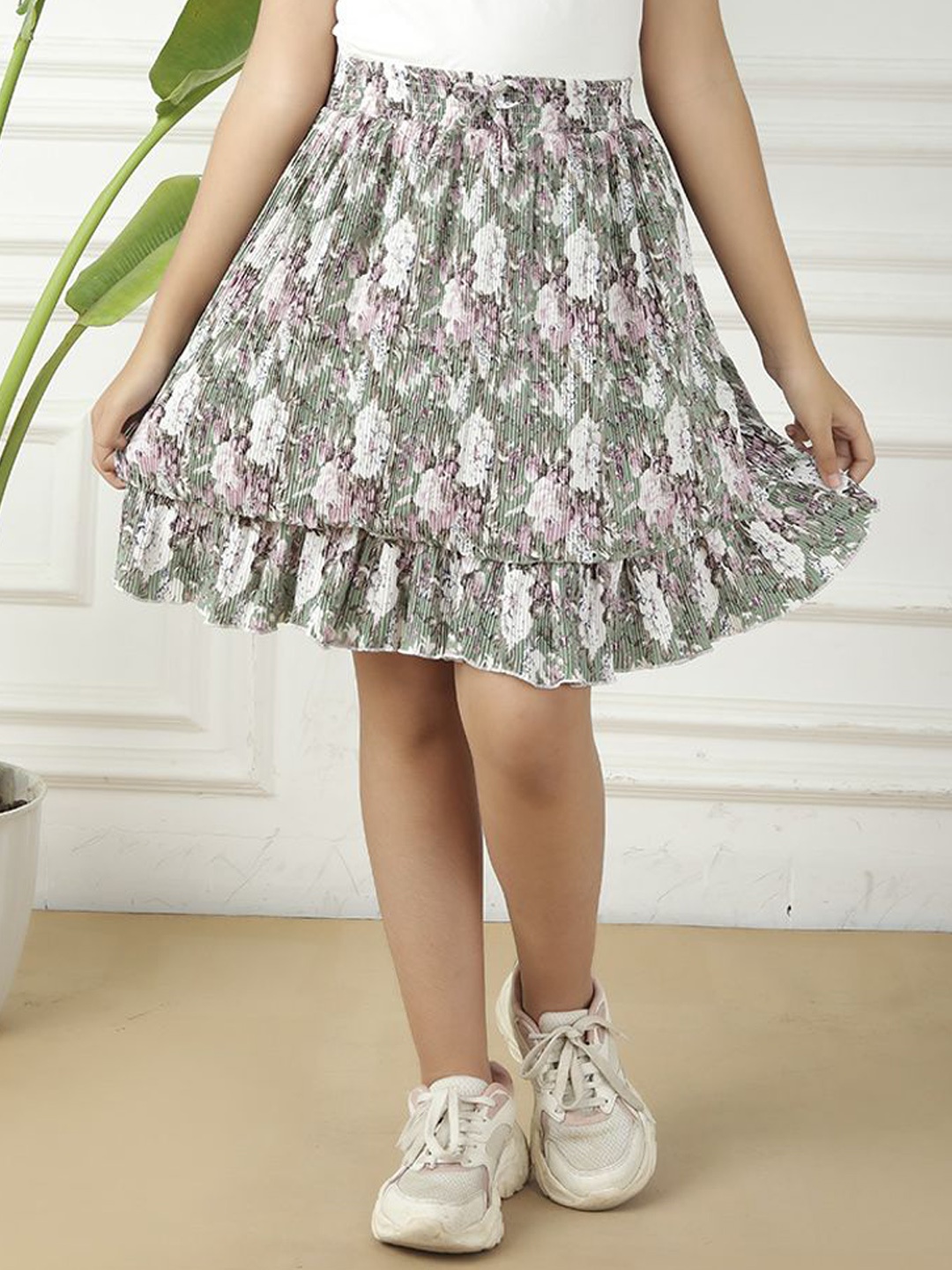 

BAESD Girls Printed Knee-Length Skirt, Green