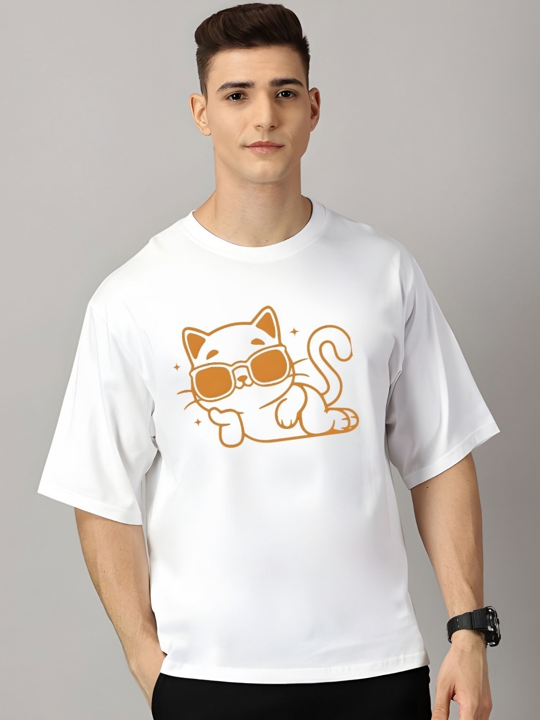 

Moda Rapido Men Drop-Shoulder Sleeves T-shirt, White