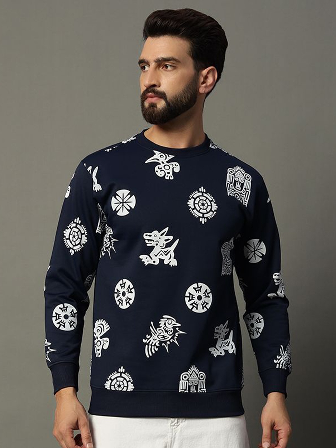 

STELVIN Men Printed Sweatshirt, Navy blue