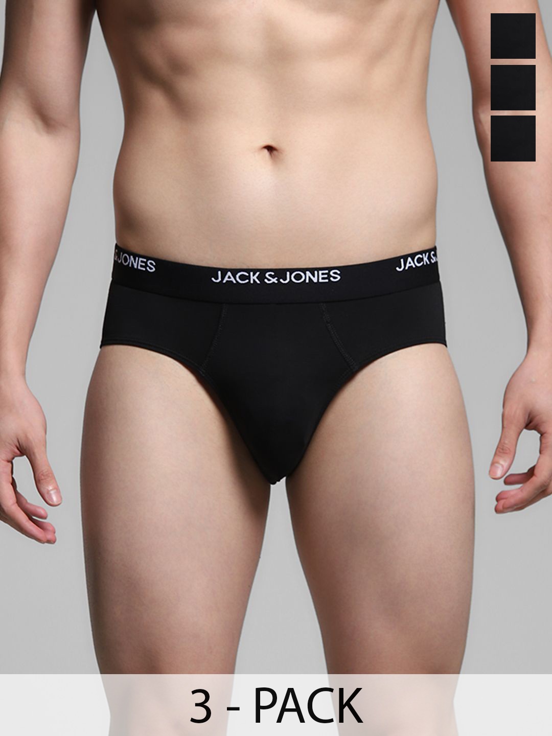 

Jack & Jones Solid Outer Elastic Pack Of 3 Basic Briefs 9014676002, Black