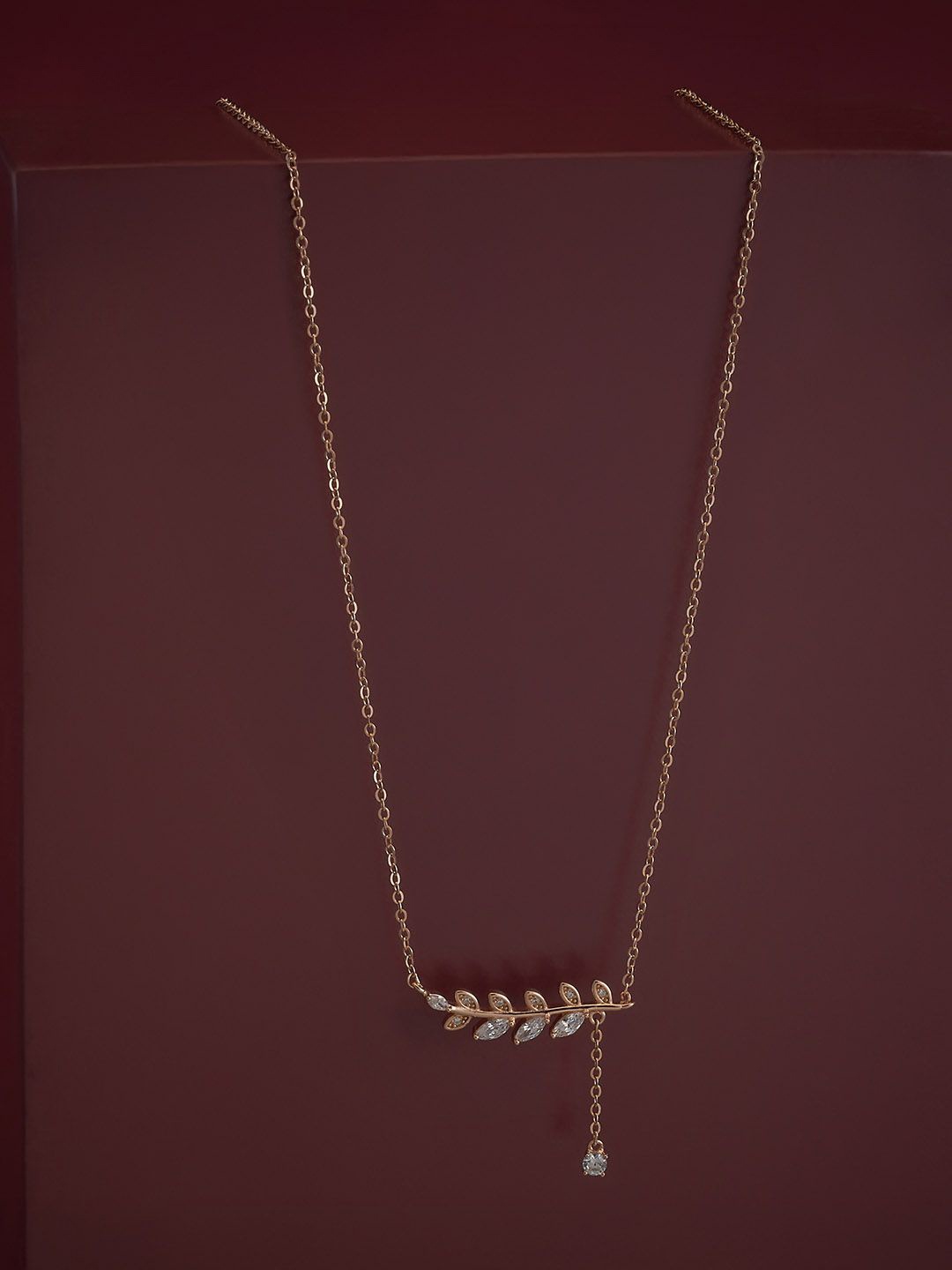 

Kushal's Fashion Jewellery 92.5 Silver Rose Gold-Plated Zircon-Studded Chain