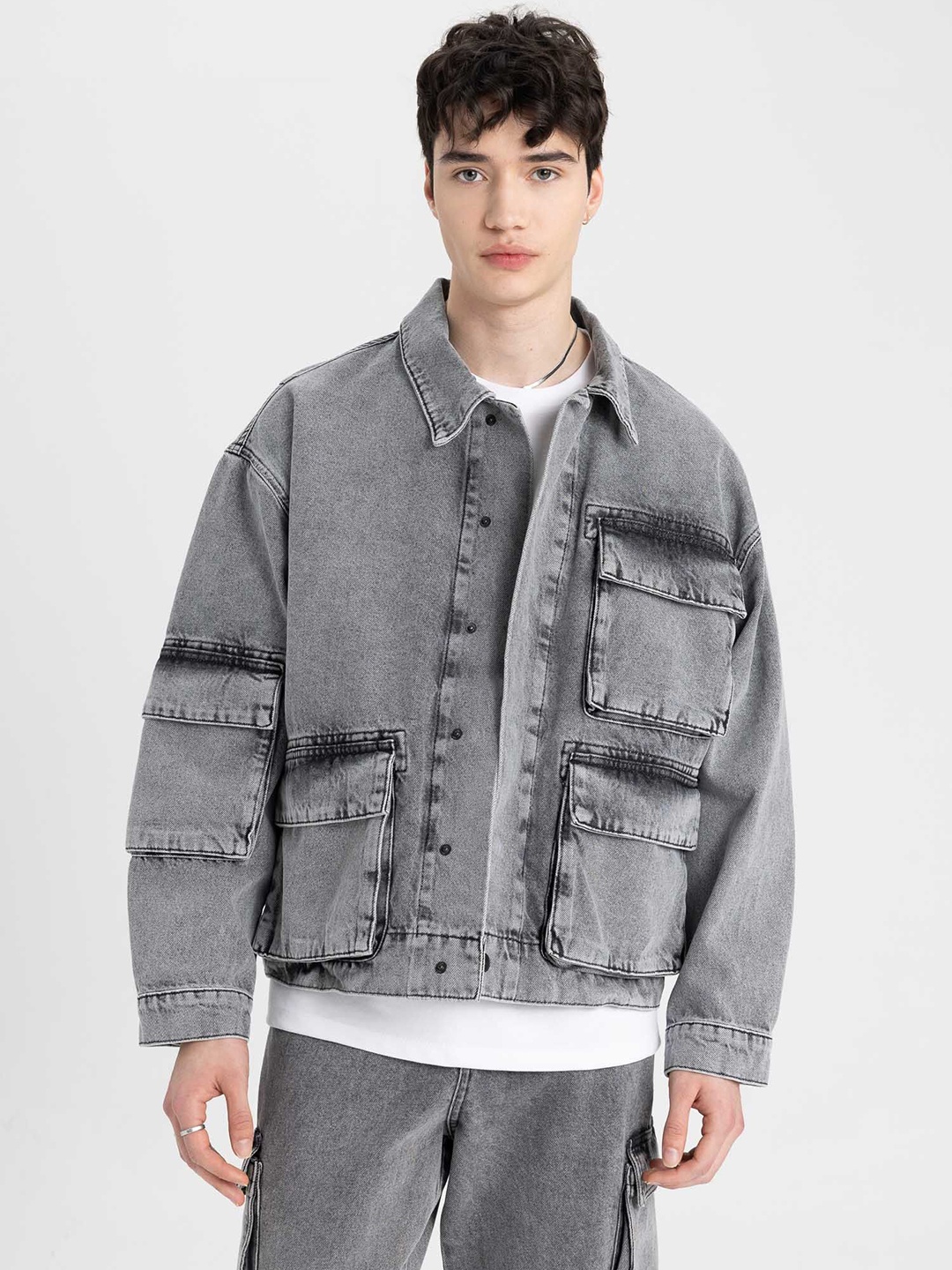 

DeFacto Men Washed Crop Tailored Jacket, Na