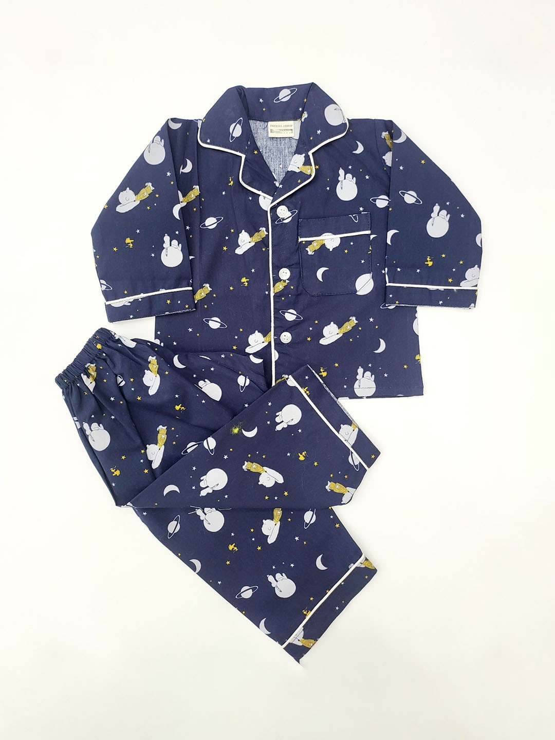 

Freesia Array Kids Pure Cotton Printed Night suit, Blue