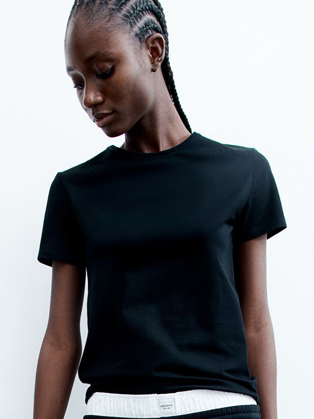 

H&M Fitted T-Shirt, Black