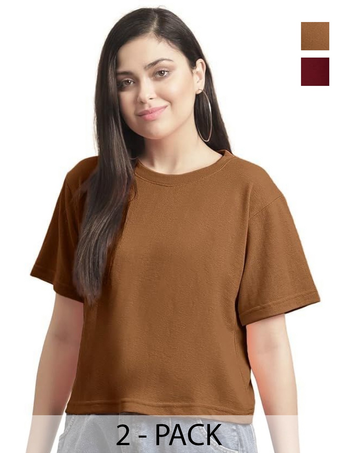 

NOTWILD Women 2 Pockets T-shirt, Maroon