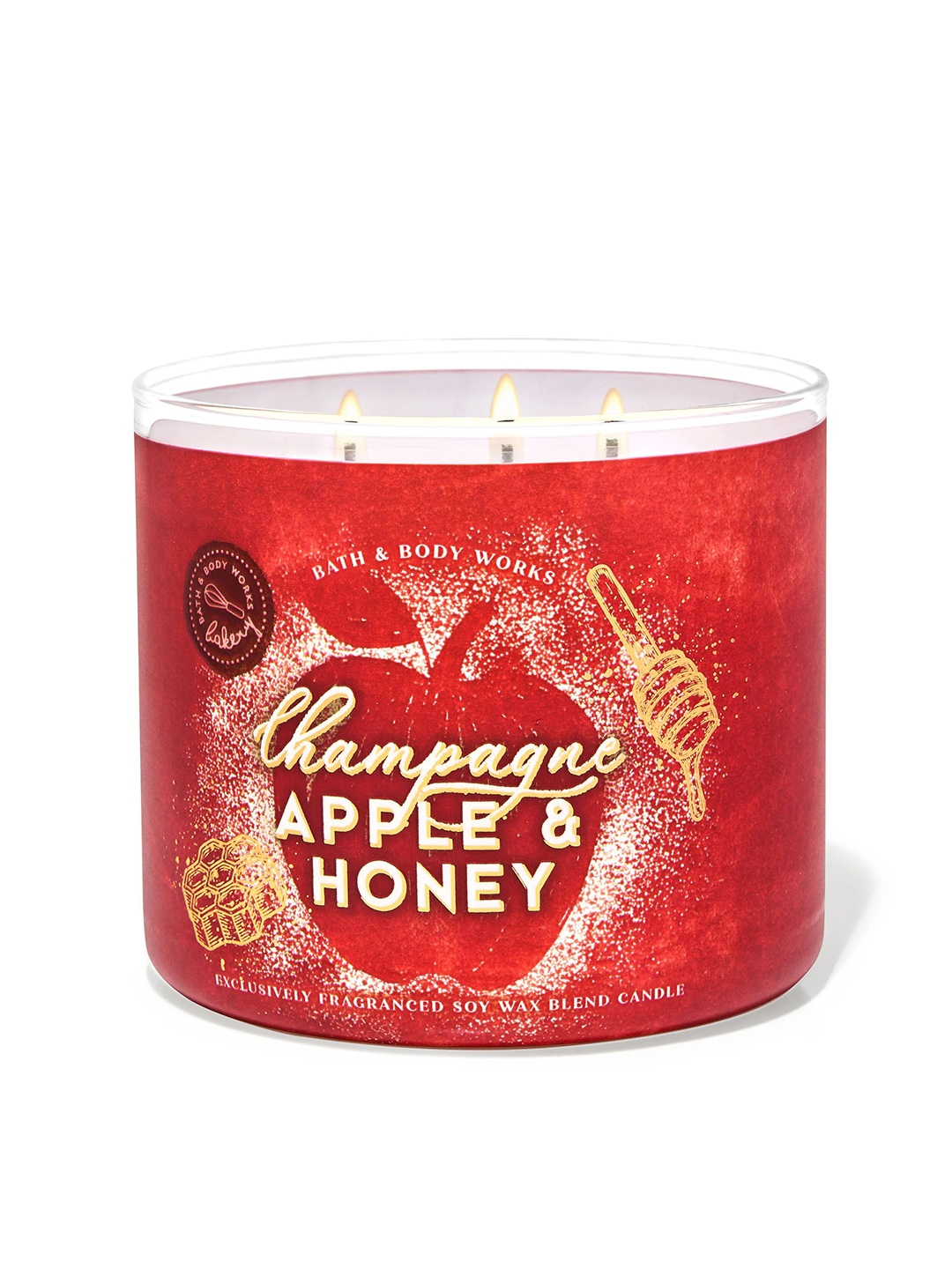

Bath & Body Works Champagne Apple & Honey 3-Wick Candle - 411 g, Red
