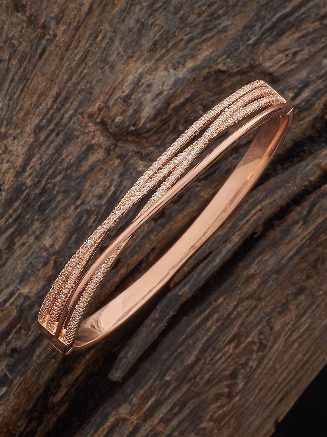 

Kushal's Fashion Jewellery Rose Gold-Plated Zircon-Studded Bangle