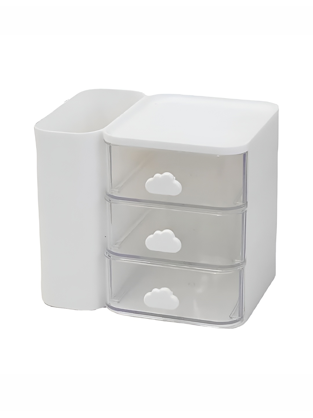 

HOUSE OF QUIRK 3 Tier with 1 Holder Transparent Storage Box, White