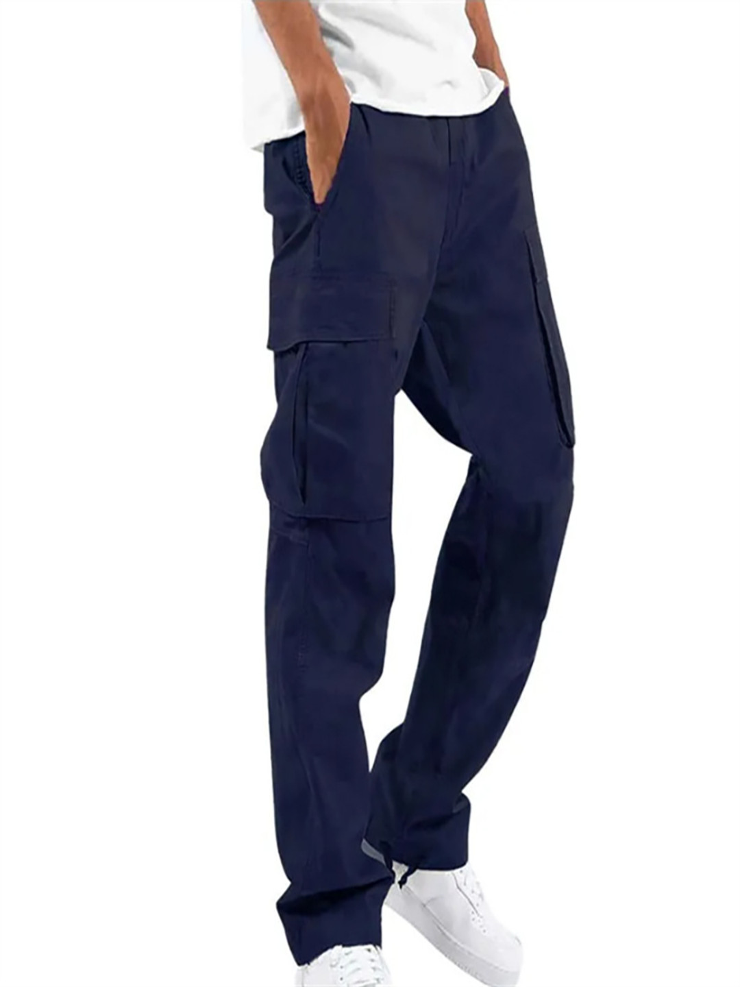 

StyleCast x Revolte Men Easy Wash Pleated Cargos Trousers, Navy blue
