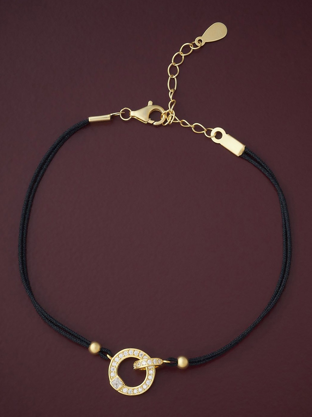 

Kushal's Fashion Jewellery 92.5 Sterling Silver Gold-Plated Cubic Zirconia Link Bracelet