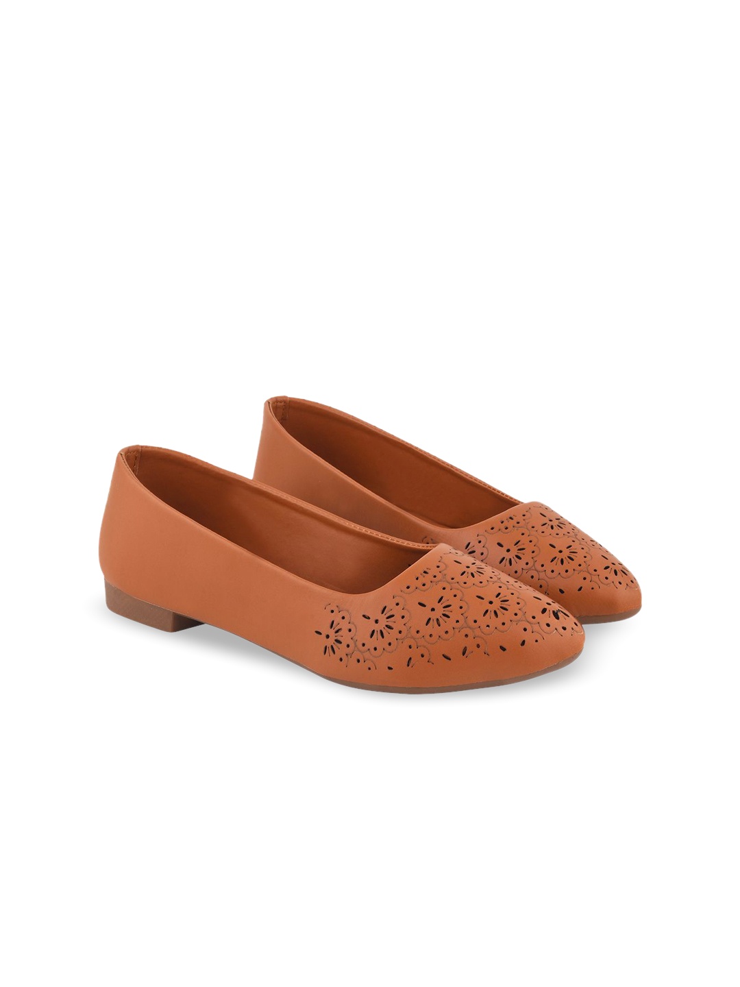 

Shoetopia Girls Textured Ballerinas with Laser Cuts Flats, Tan