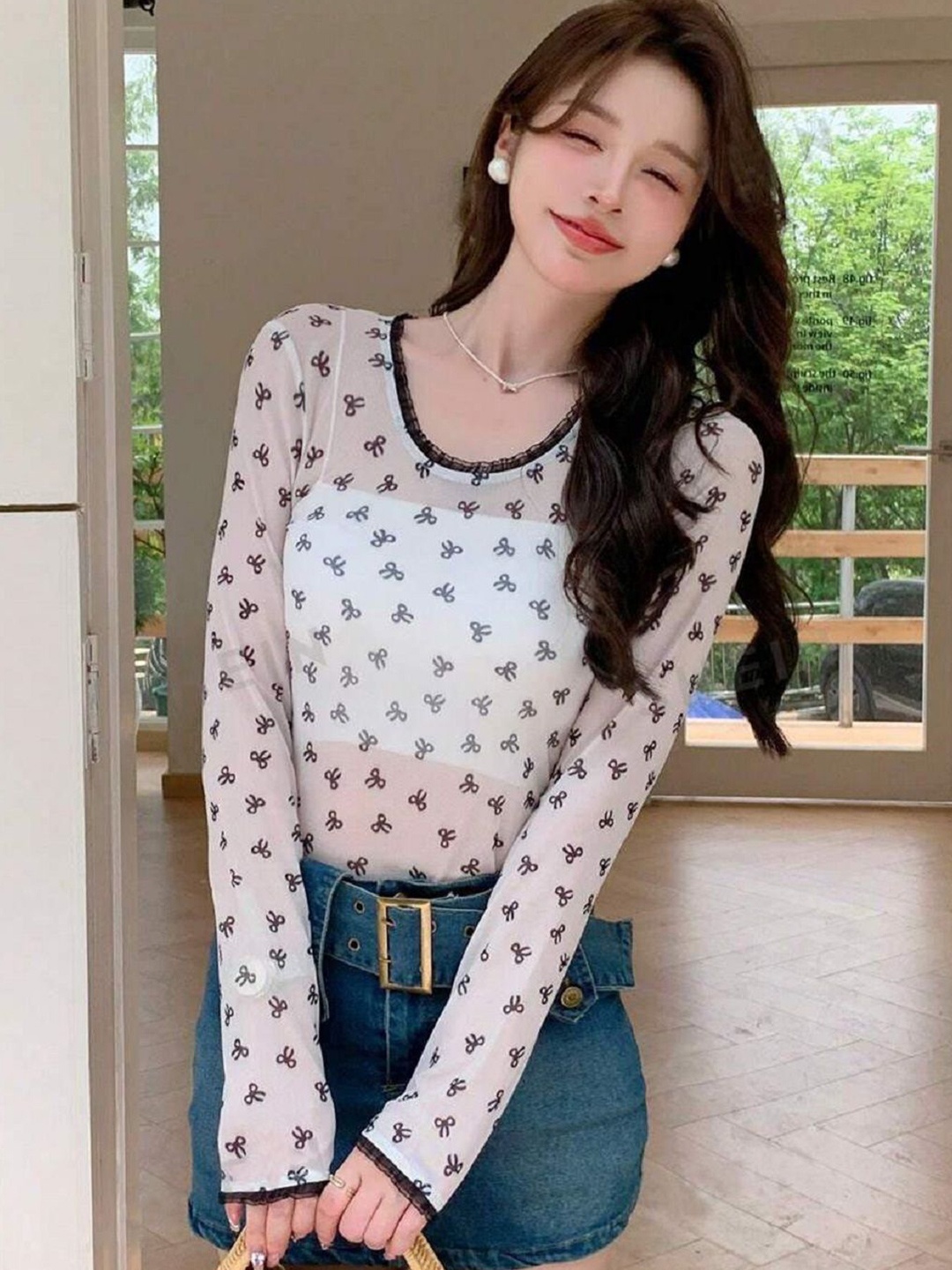 

KALINI Polka Dot Print Top, Off white