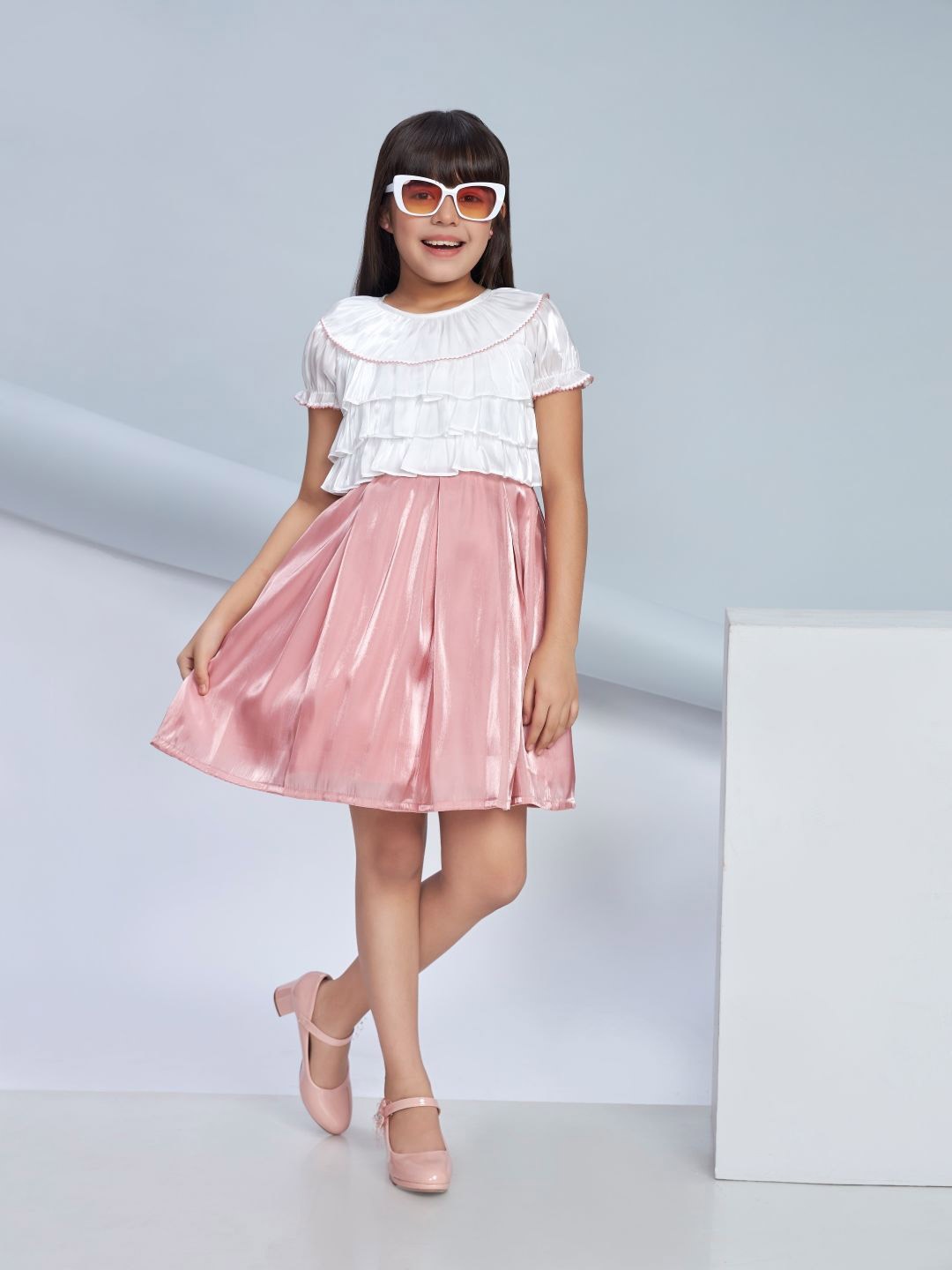 

Peppermint Flutter Sleeve Chiffon A-Line Dress, Peach