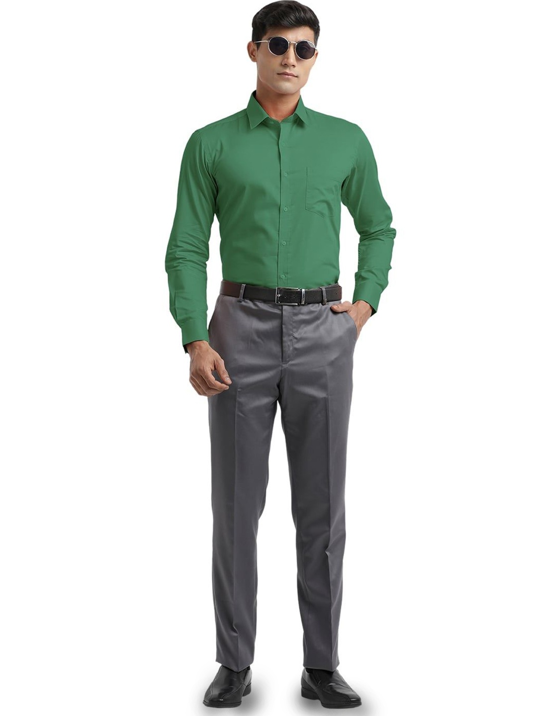 

OTTO Men Trim Slim Fit Opaque Casual Shirt, Green