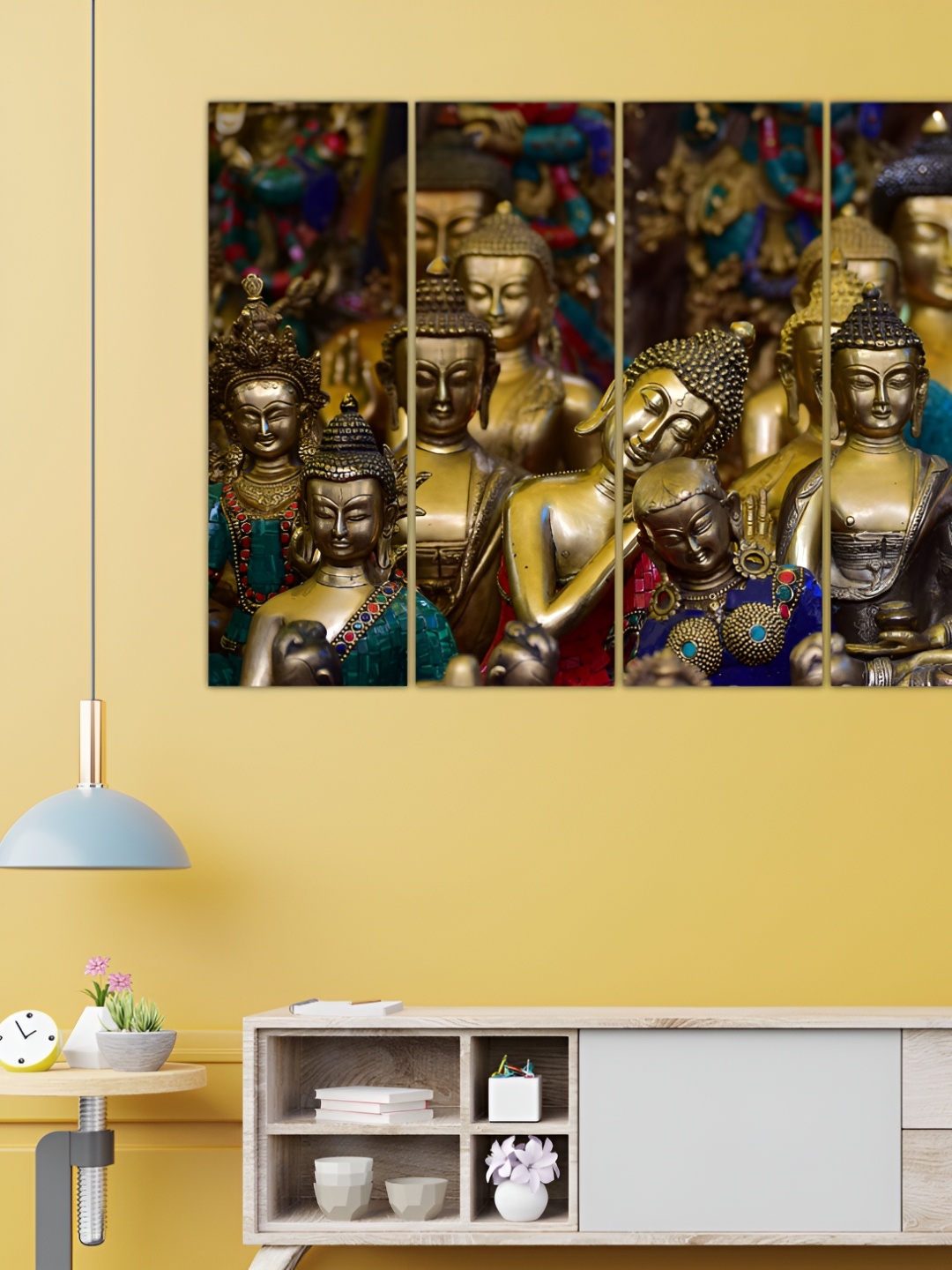 

Inephos Gold-Toned & Blue 4 Piece Canvas Religious Wall Paintings