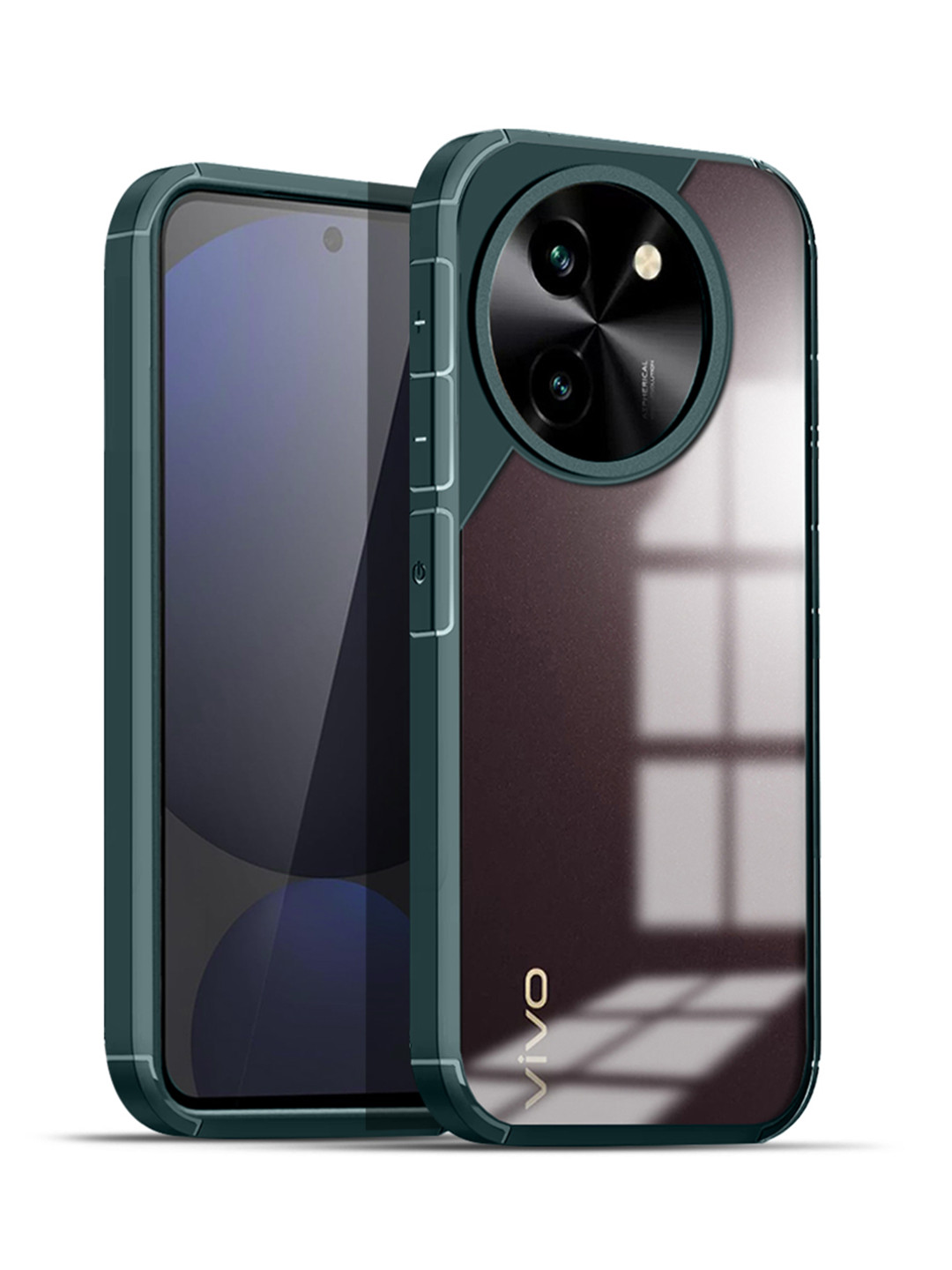 

Karwan Solid Vivo T3X Shockproof Bumper Back Case, Green
