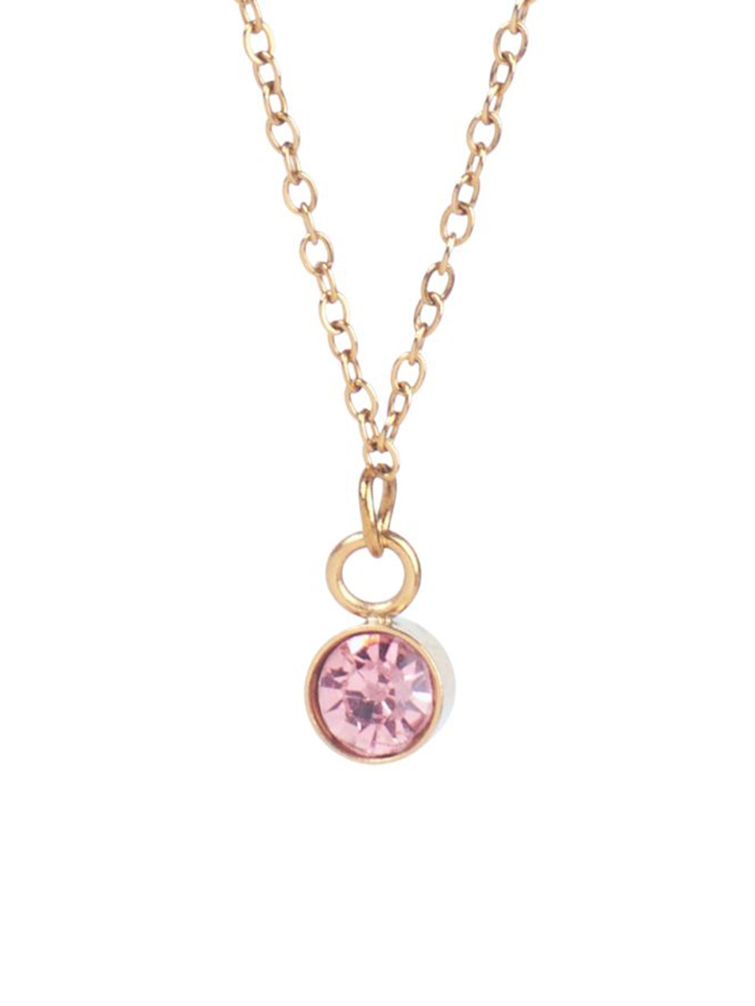 

SALTY Crystal Stone Studded Aura Circular Shaped Pendant with Chain, Gold