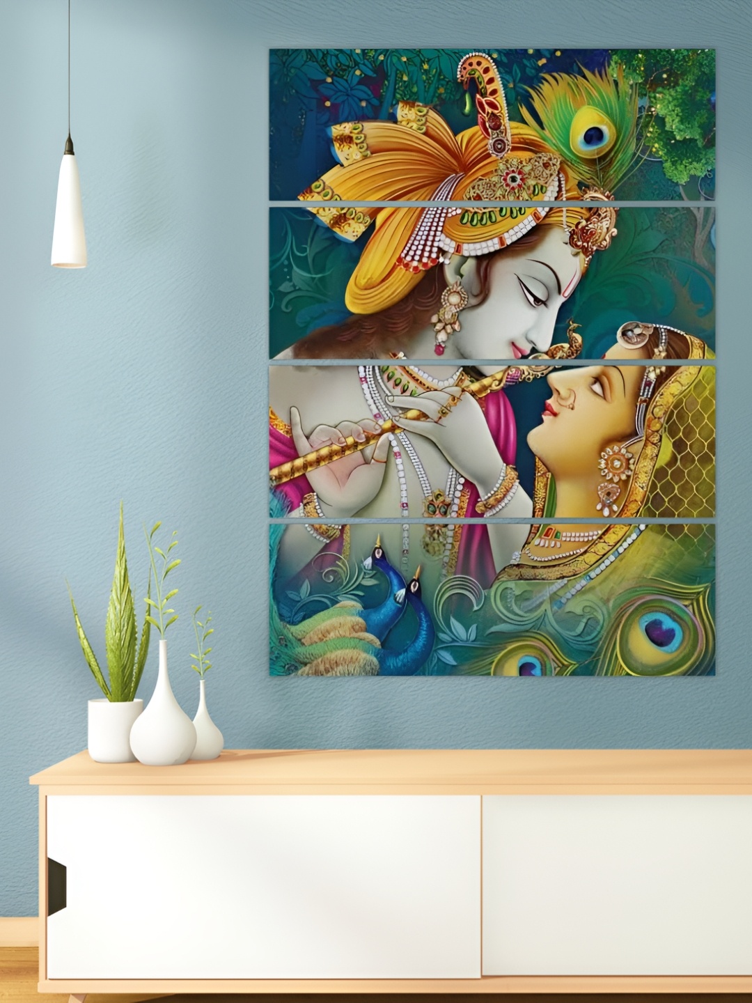 

Inephos Orange & Green 4 Piece Canvas Religious Wall Paintings