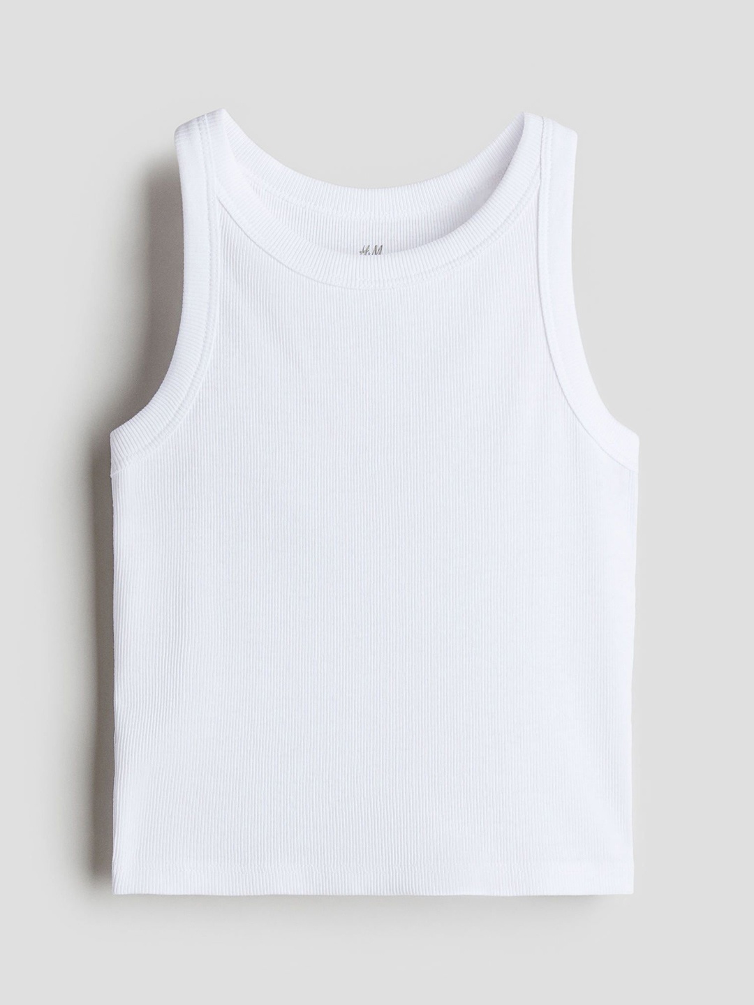 

H&M Girls Ribbed Cotton Vest Top, White