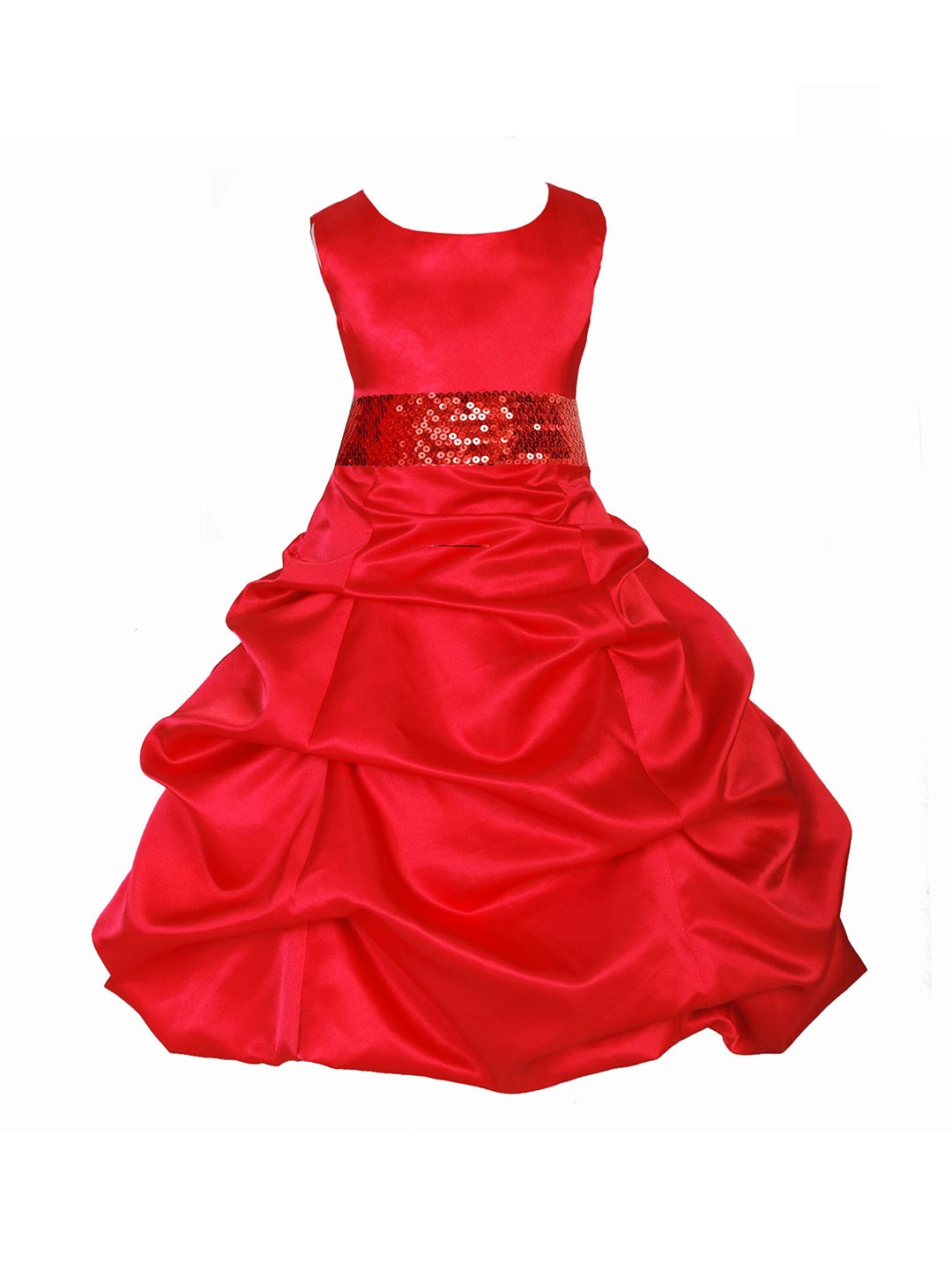 

Wow Princess Girls Round Neck Fit and Flare Dresses, Red