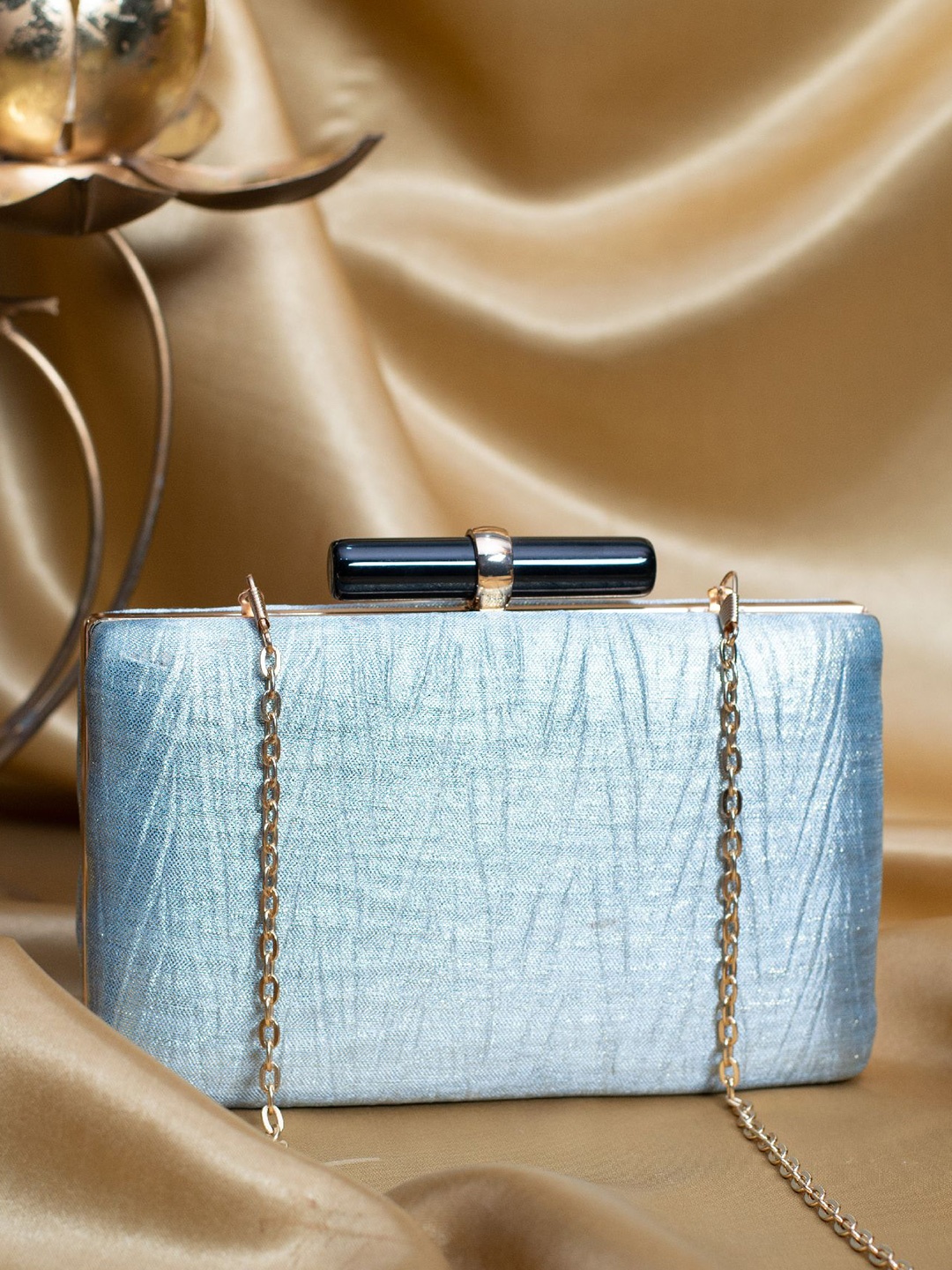 

ARTKLIM Embroidered Box Clutch, Blue