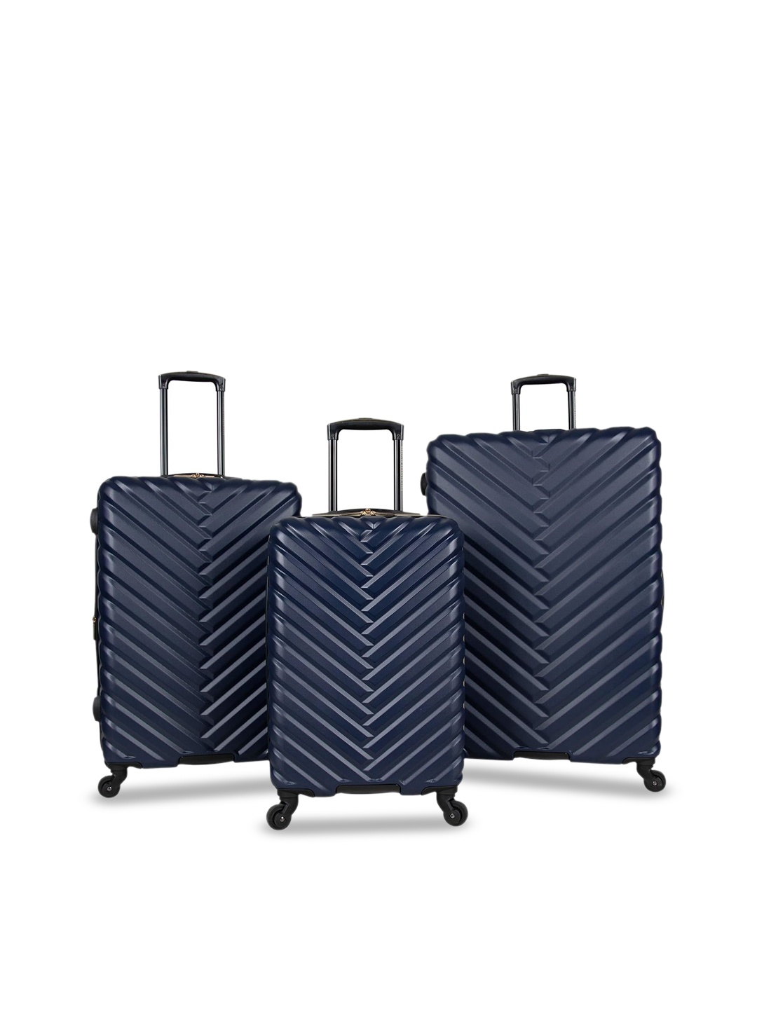 

Kenneth Cole Madison Square Set Of 3 Textured Lightweight Hard-Sided Trolley Bags, Navy blue