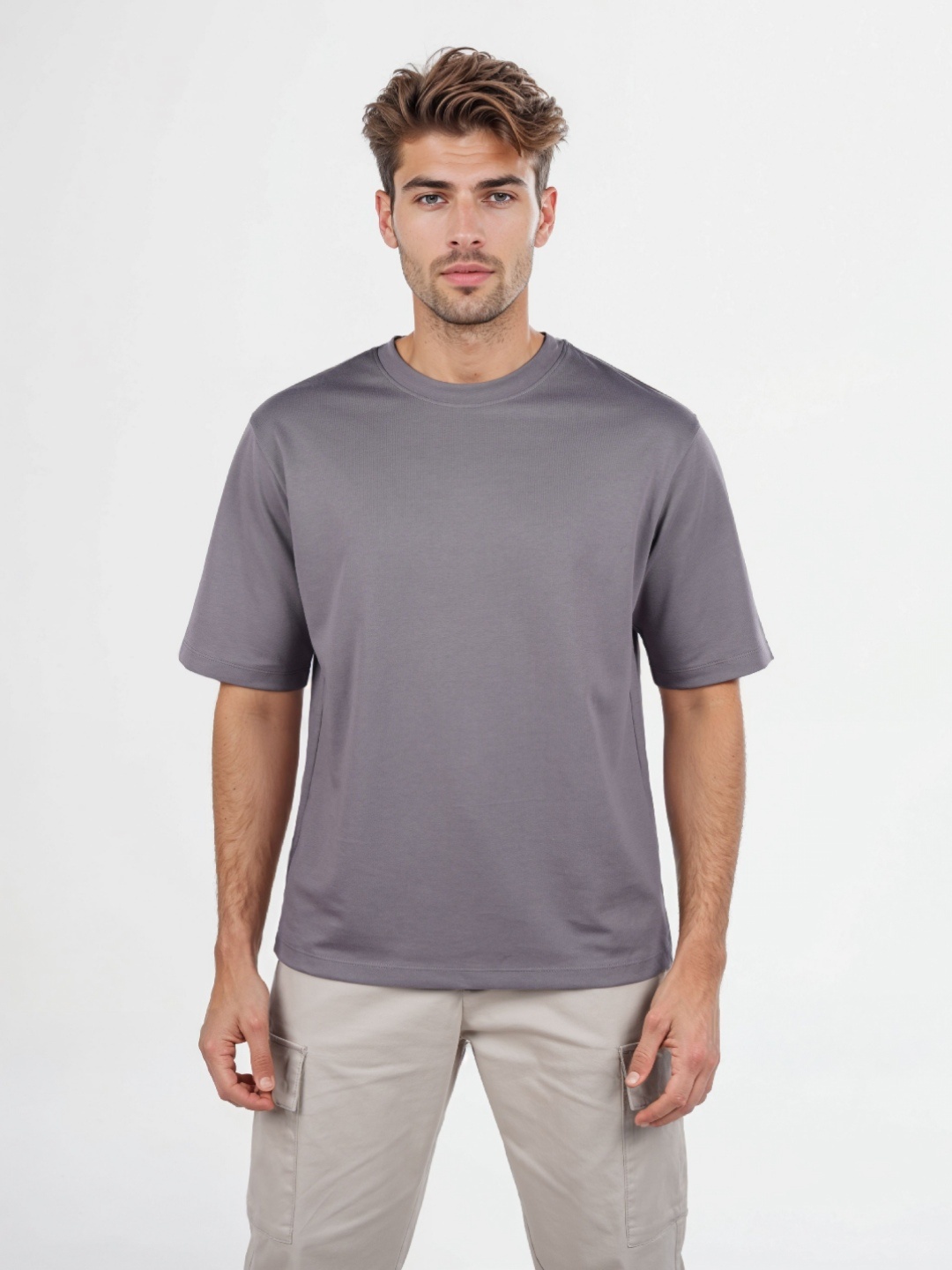 

Celio Men Solid Round Neck Cotton T-shirt, Grey