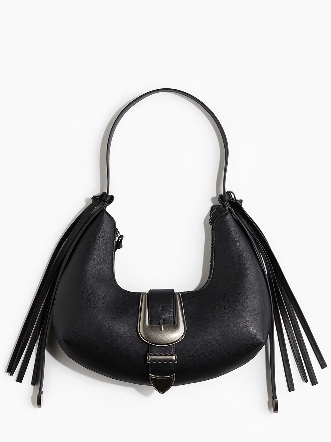 

H&M Fringed Shoulder Bag, Black