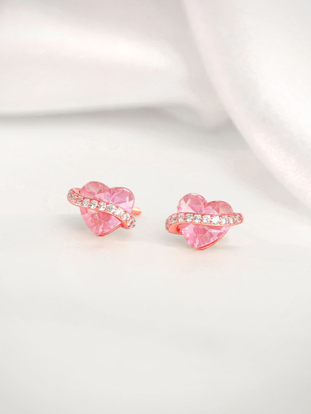 

GIVA 925 Sterling Silver Rose Gold-Plated Zircon Heart Shaped Studs