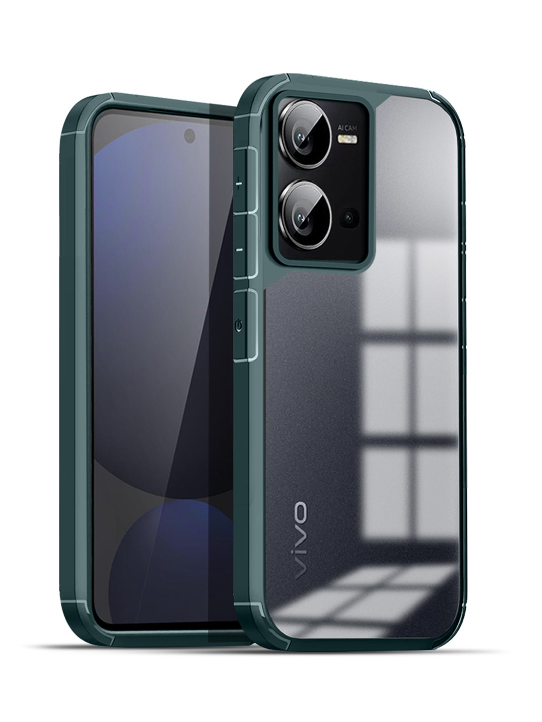 

Karwan Solid Vivo Y35 Shockproof Bumper Back Case, Green