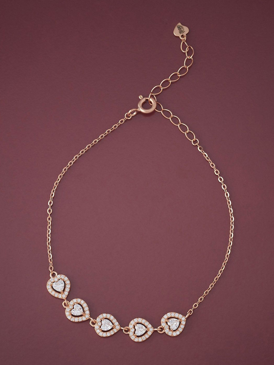 

Kushal's Fashion Jewellery Women 92.5 Sterling Silver Rose Gold-Plated CZ Link Bracelet