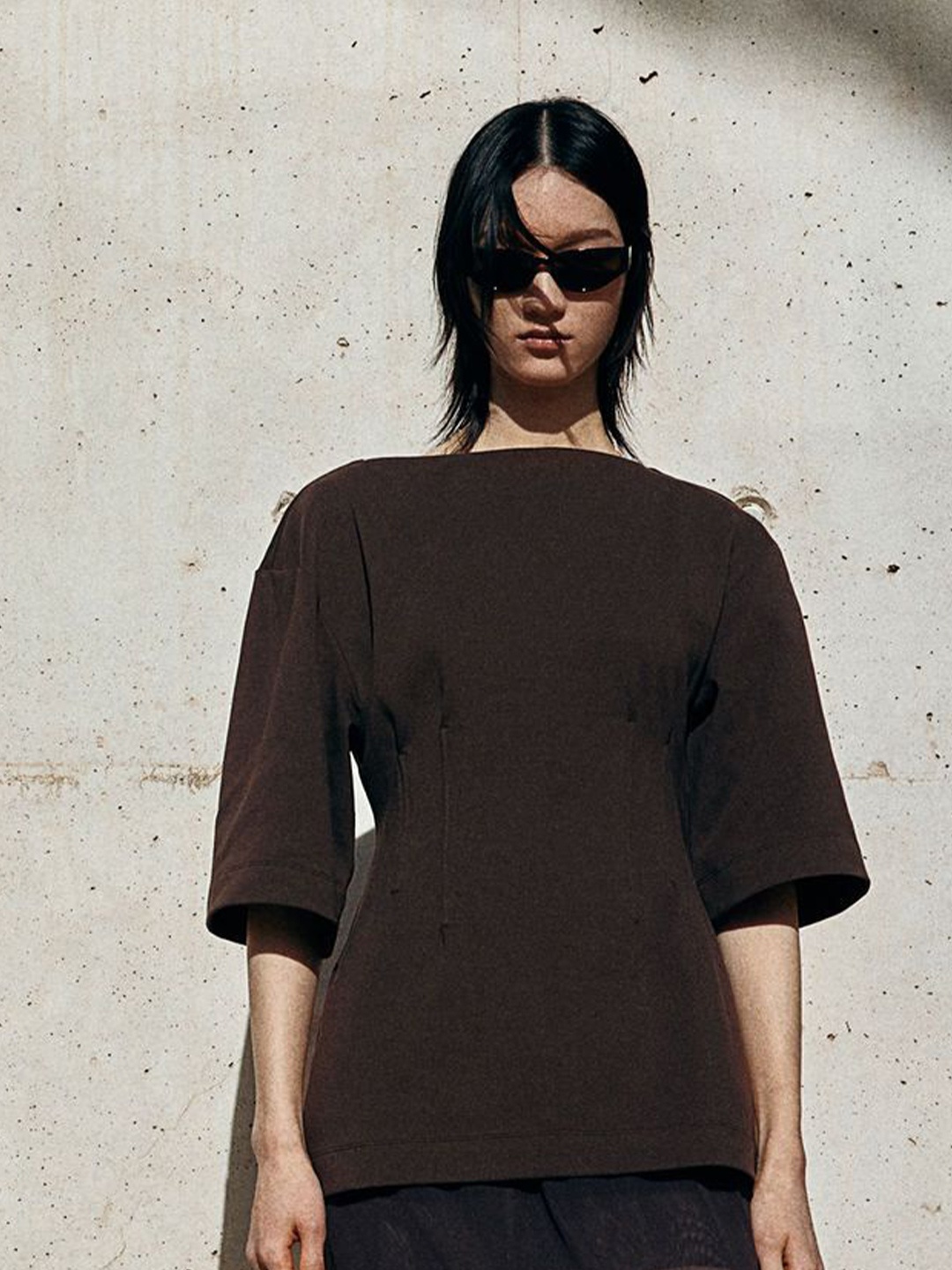 

H&M Women Cotton Solid Top, Brown