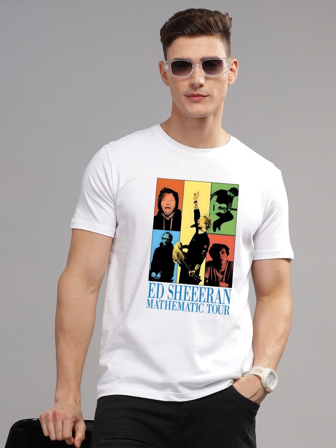 

ADRO Men Graphic Printed Round Neck Cotton T-shirt, White