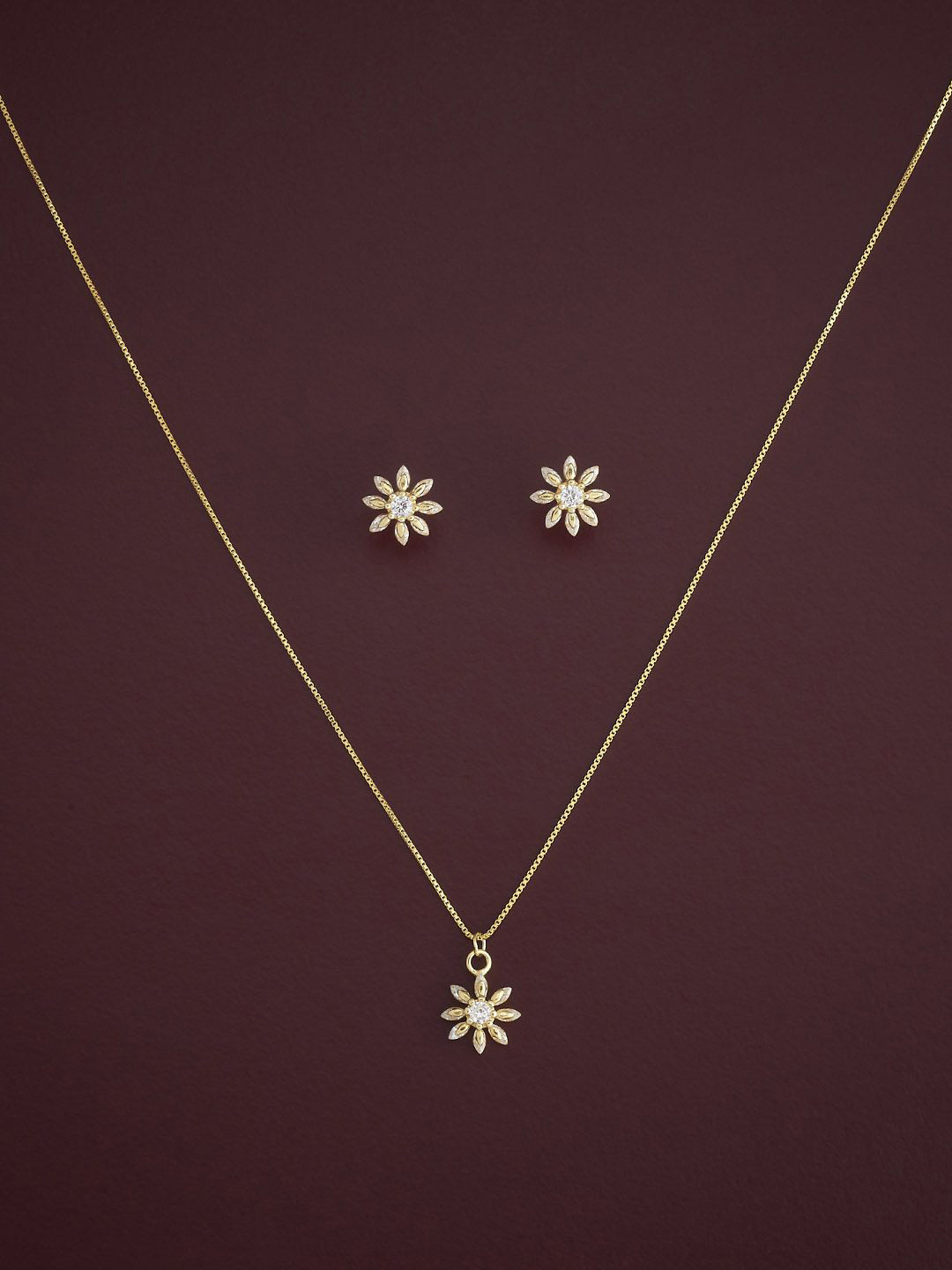 

Kushal's Fashion Jewellery 92.5 Sterling Silver Gold-Plated CZ Jewellery Set