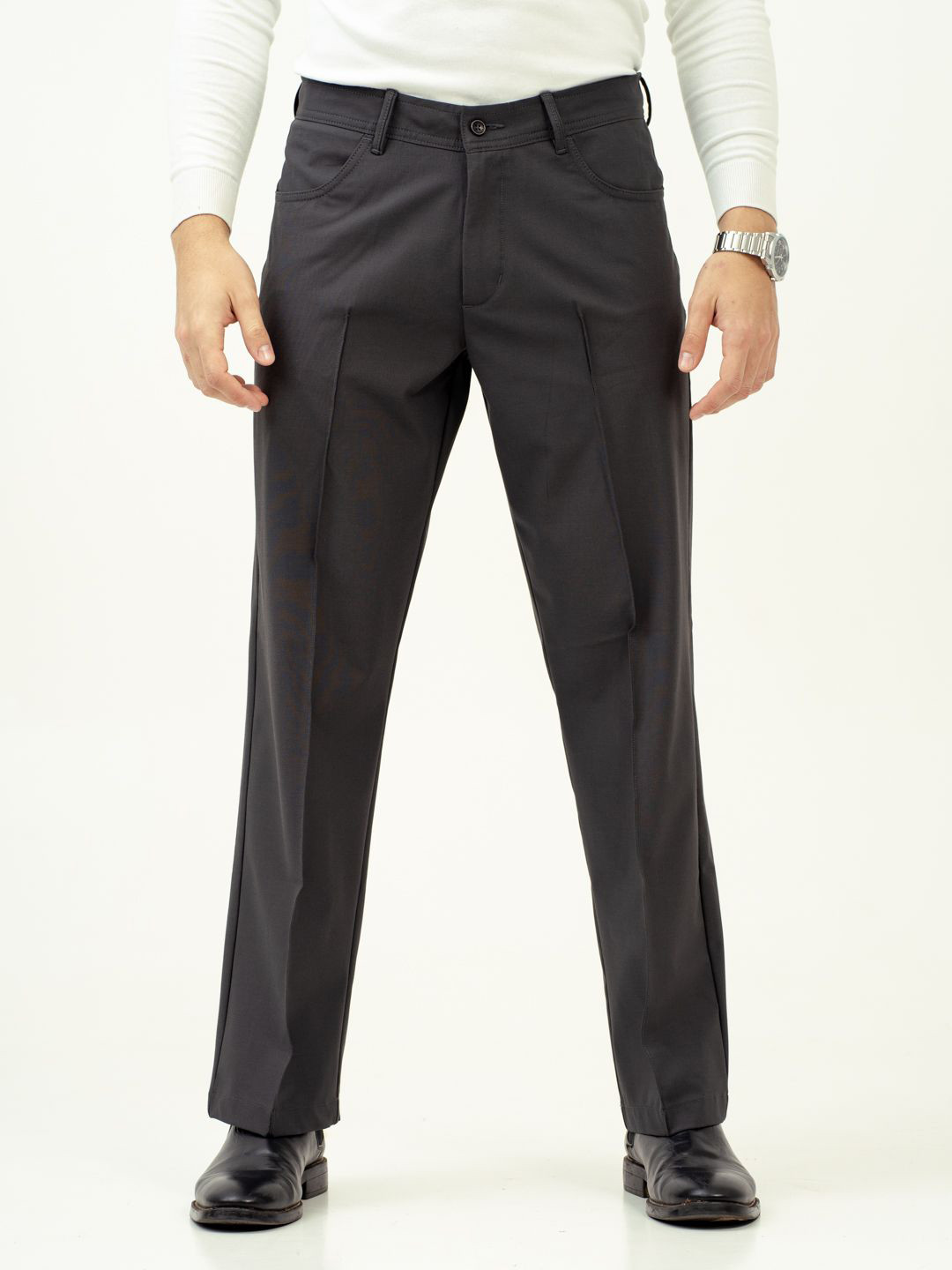

The Pant Project Men Pewter Grey Relaxed Fit Pintuck Pants