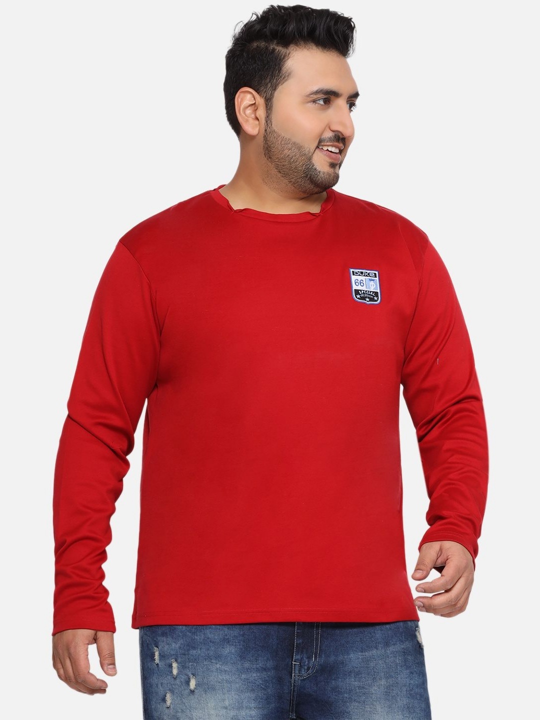 

Santonio Men Plus Size Solid Round Neck Cotton T-shirt, Red