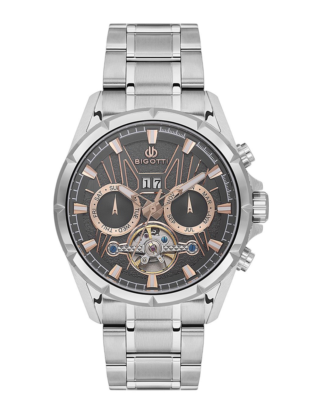 

BIGOTTI Men Dial & Stainless Steel Bracelet Style Straps Analogue Watch BG.1.10597-5, Grey