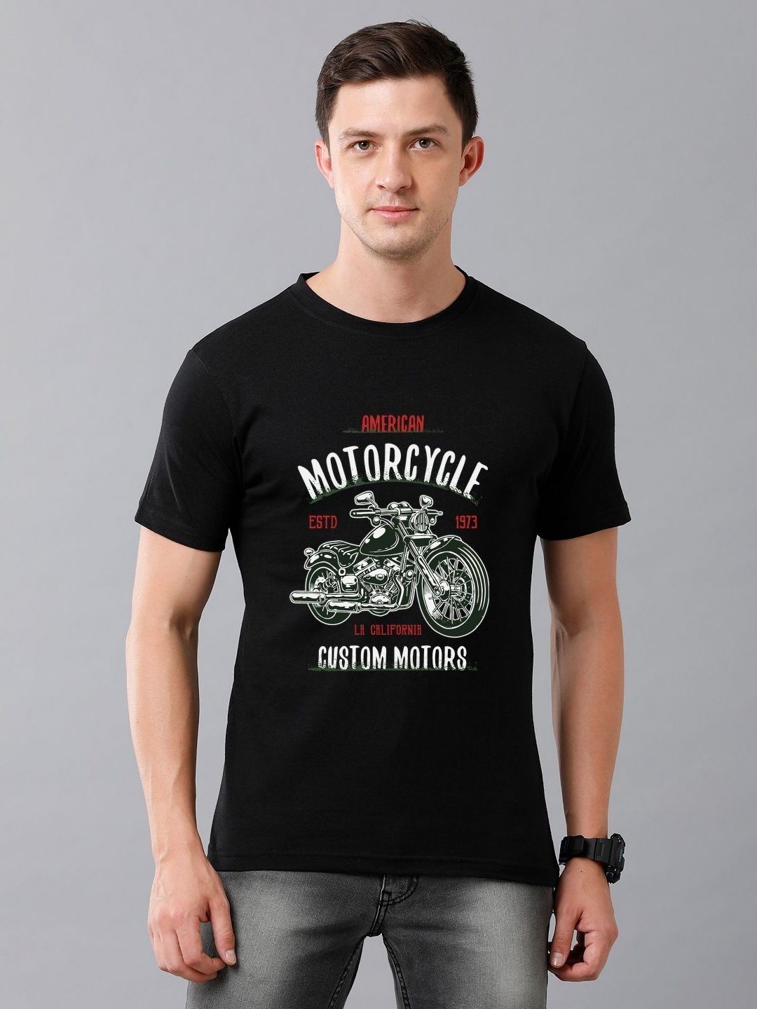 

Moda Rapido Men Graphic Printed Round Neck Cotton T-shirt, Black