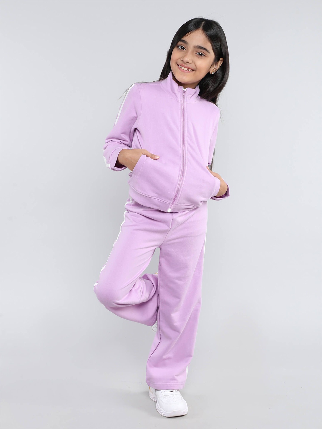 

taffykids Girls Zip Up Sweatshirt With Trousers, Purple