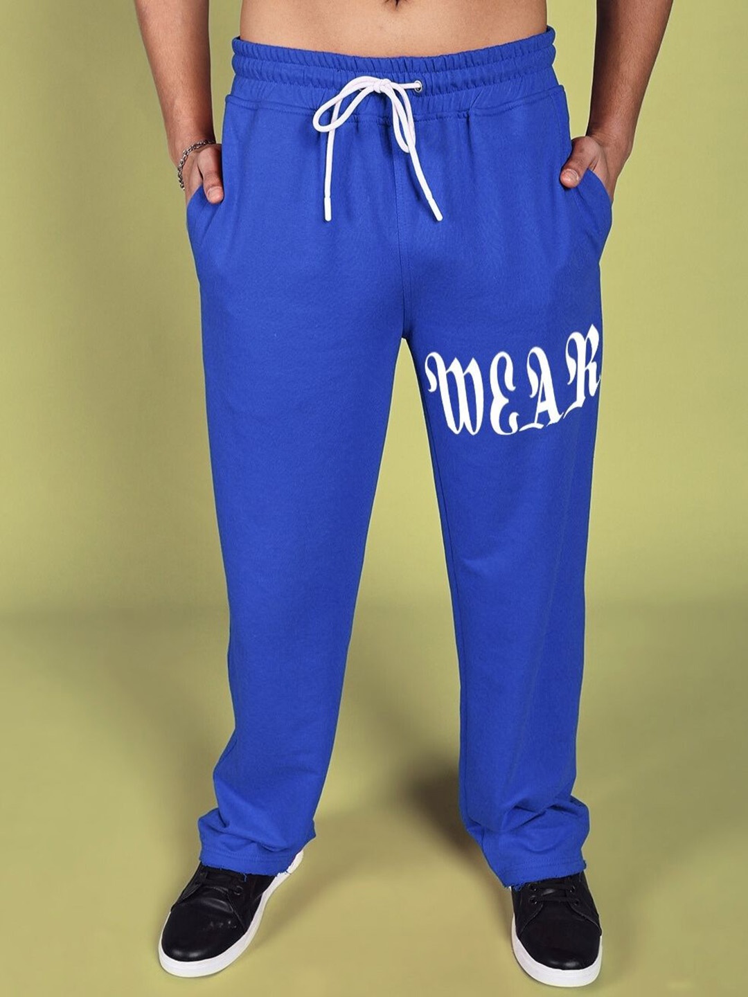 

WEARDUDS Men Typography Printed Mid Rise Relaxed Fit Track pants, Blue