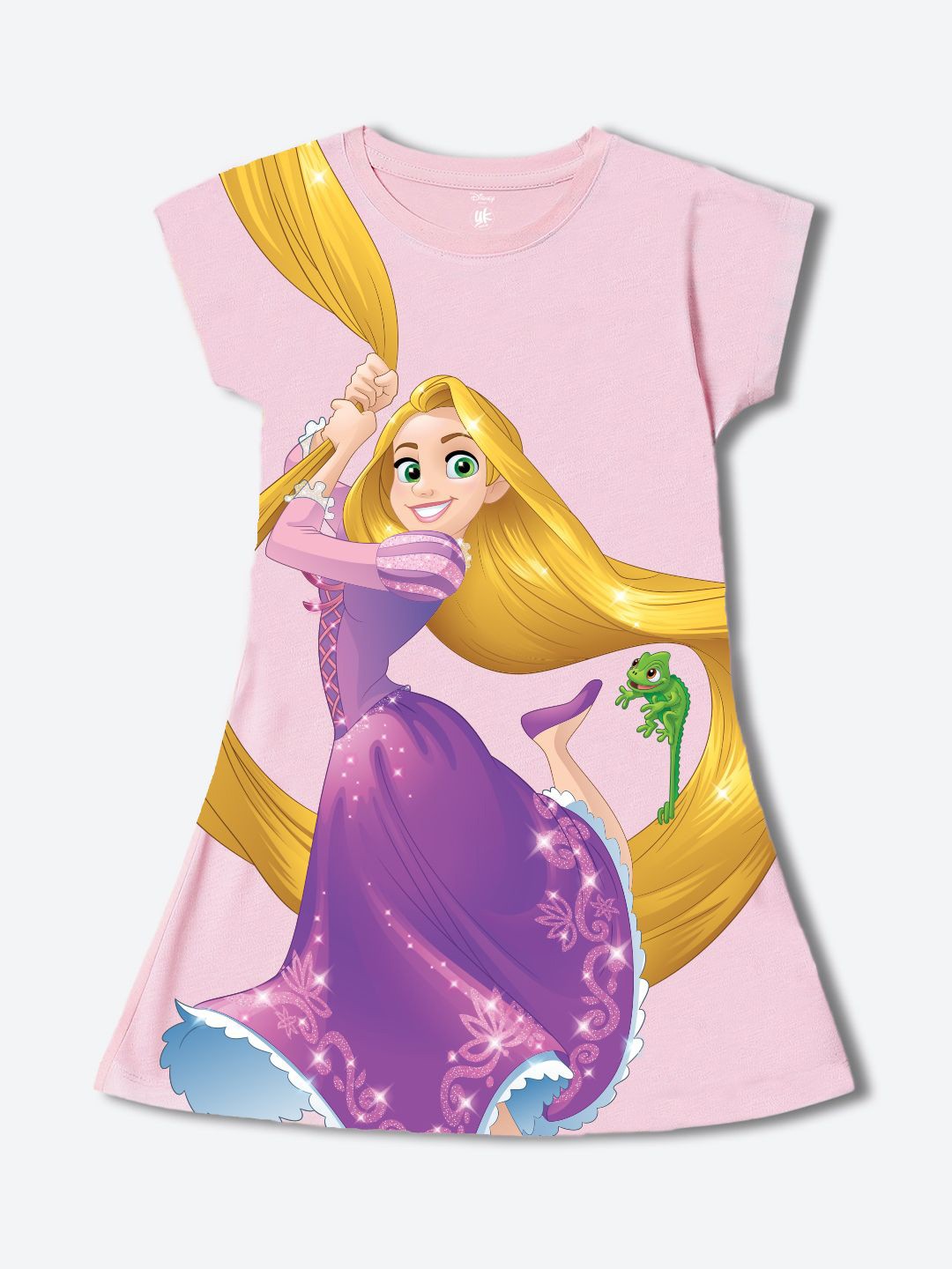 

YK Disney Girls Printed Cotton A-Line Dress, Pink