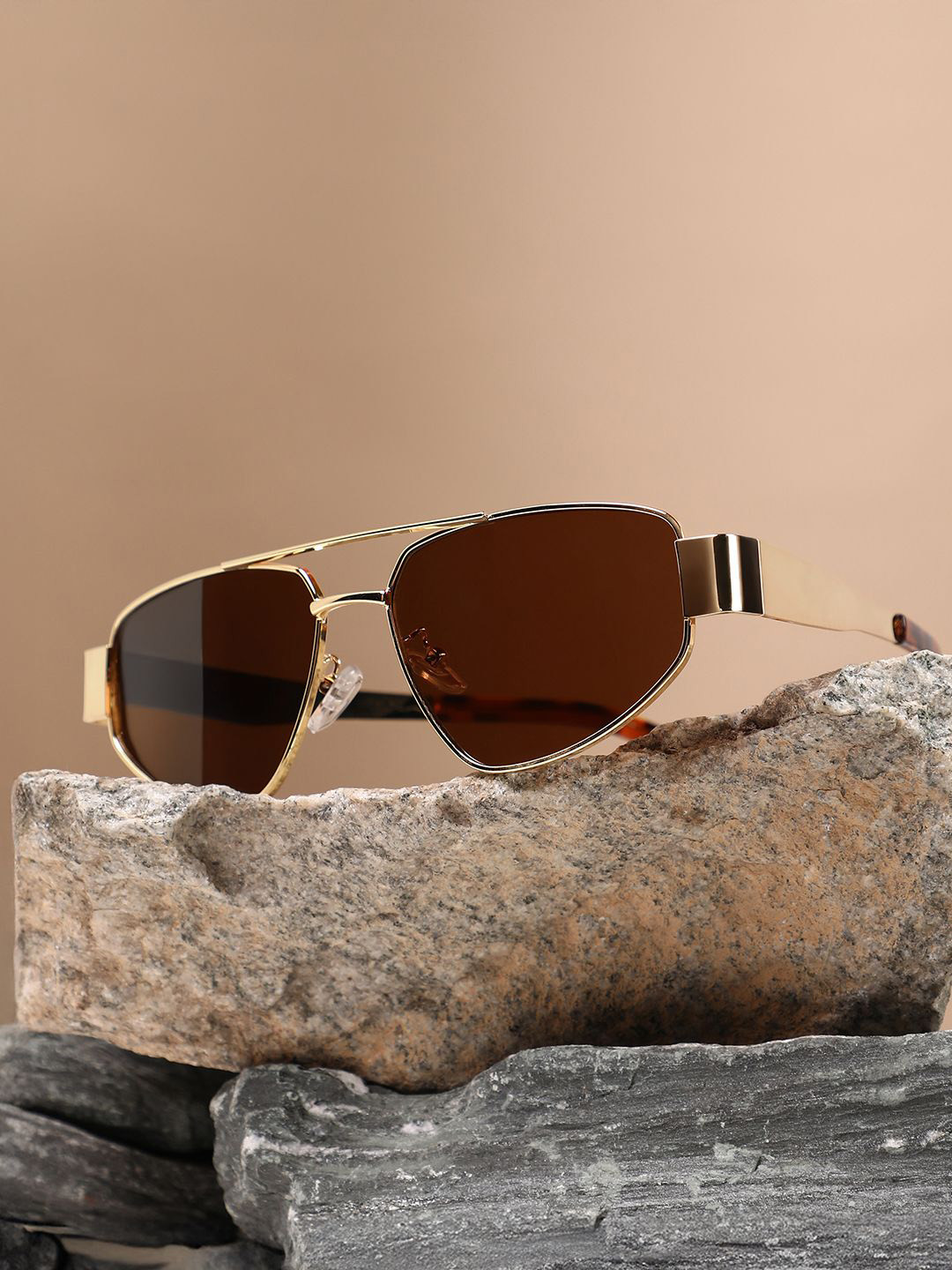 

French Accent Men Shield Sunglasses with Polarised Lens SW25_FASG1124, Brown