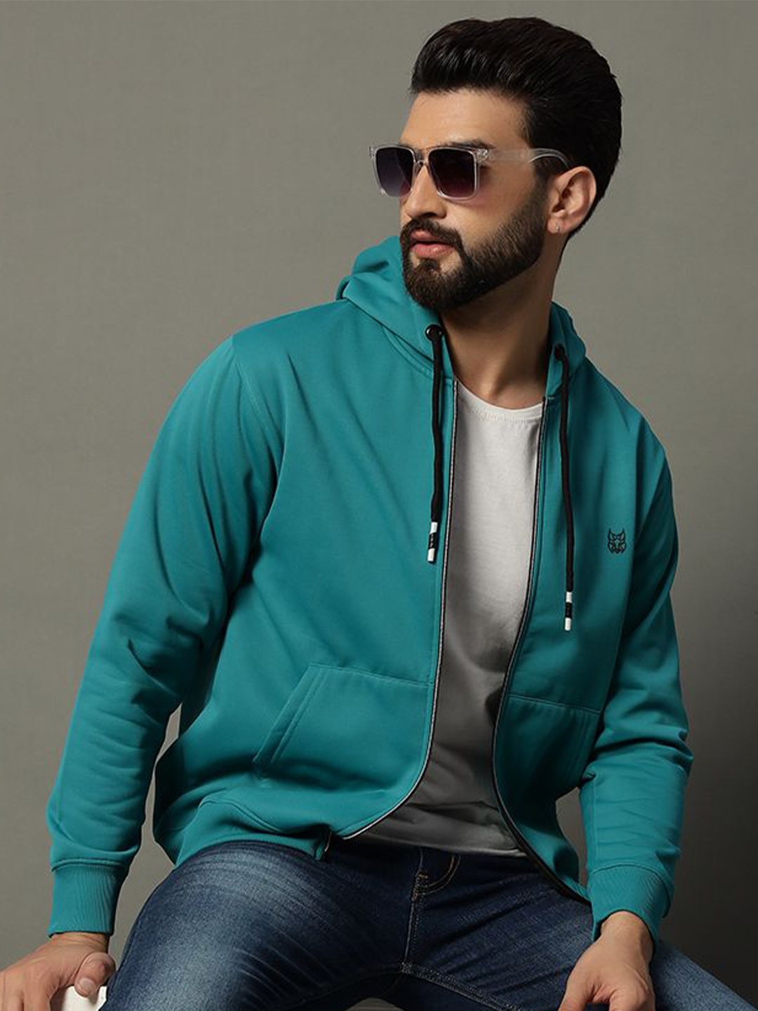 

STELVIN Men Hooded Cotton Sweatshirt, Teal