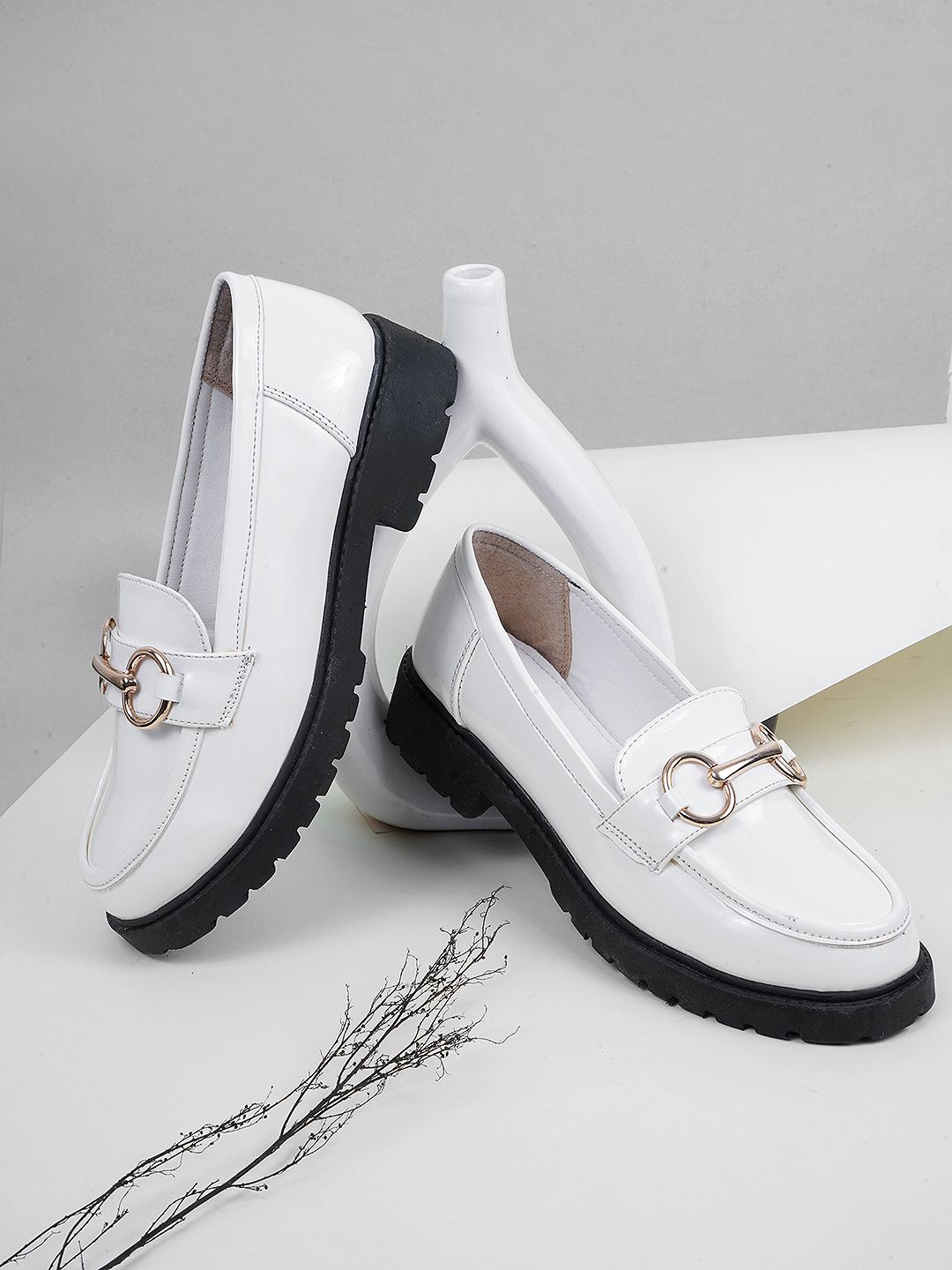 

DressBerry Women Heeled Horsebit Loafers, White