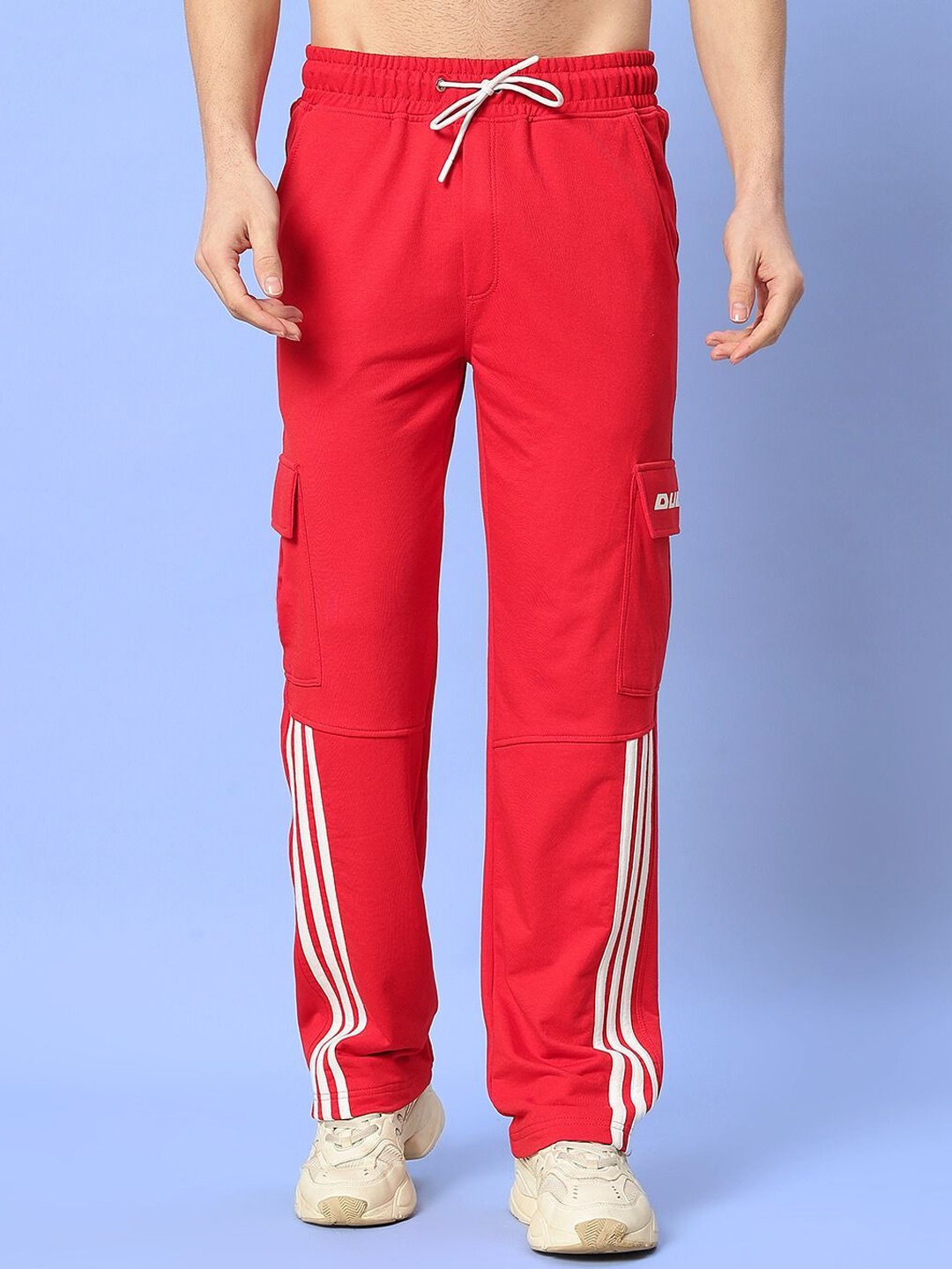 

WEARDUDS Men Mid Rise Relaxed Fit Cotton Track pants, Red