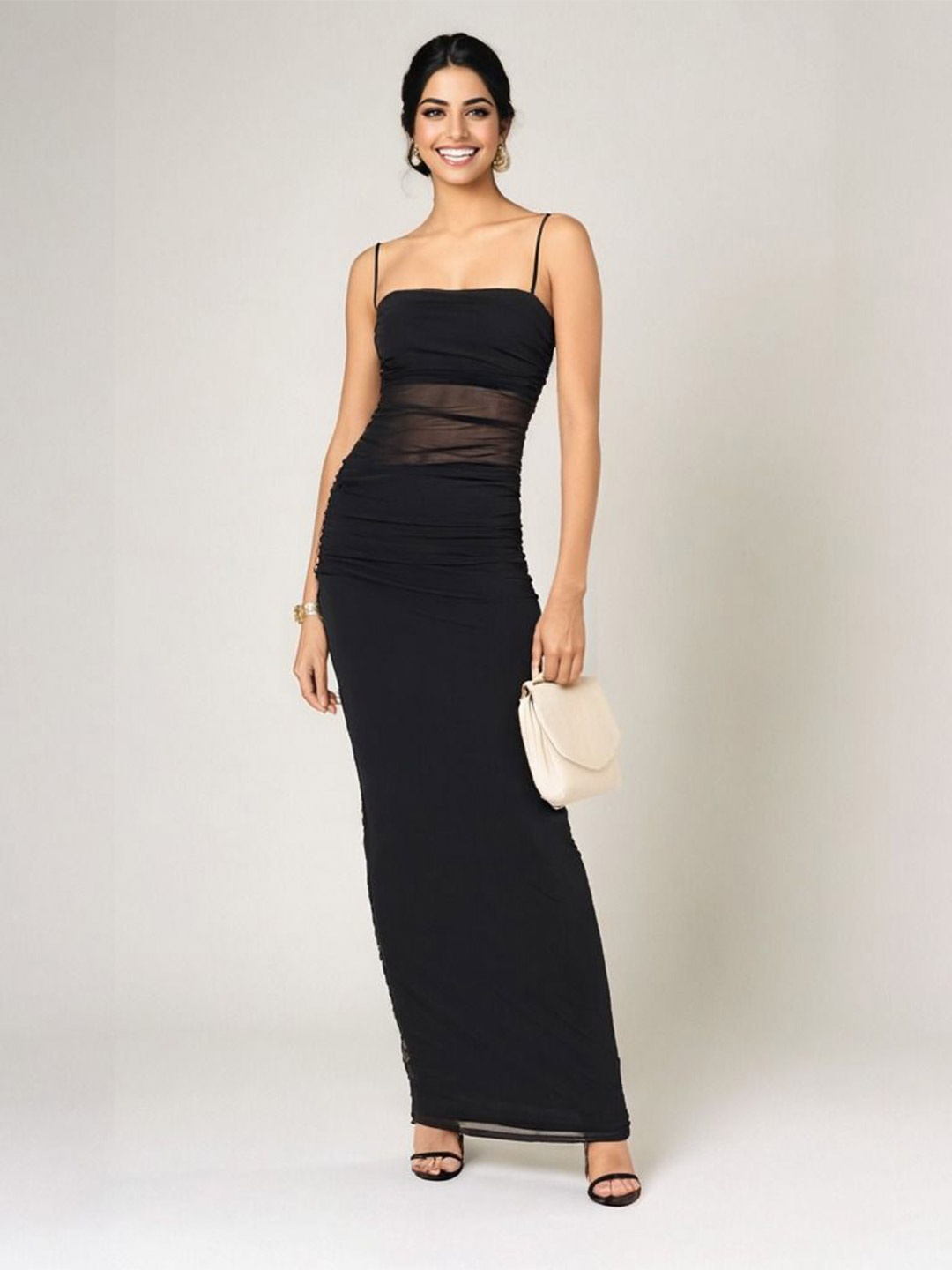 

PRIZO Women Shoulder Straps Maxi Dress, Black