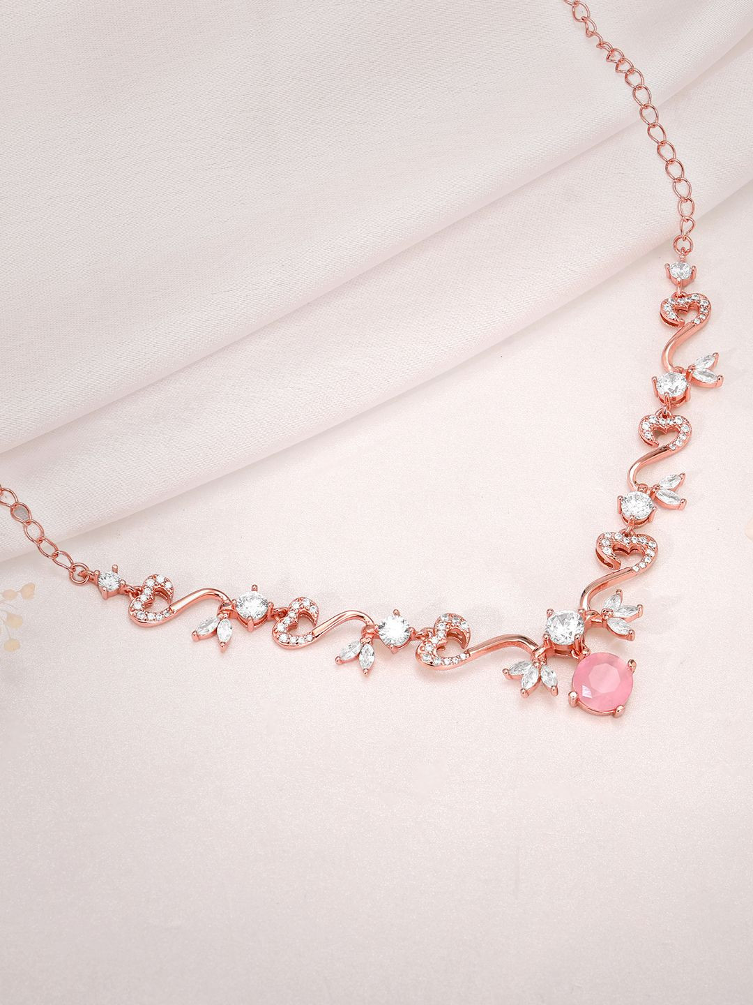 

GIVA 925 Silver Rose Gold Intricate Love Necklace