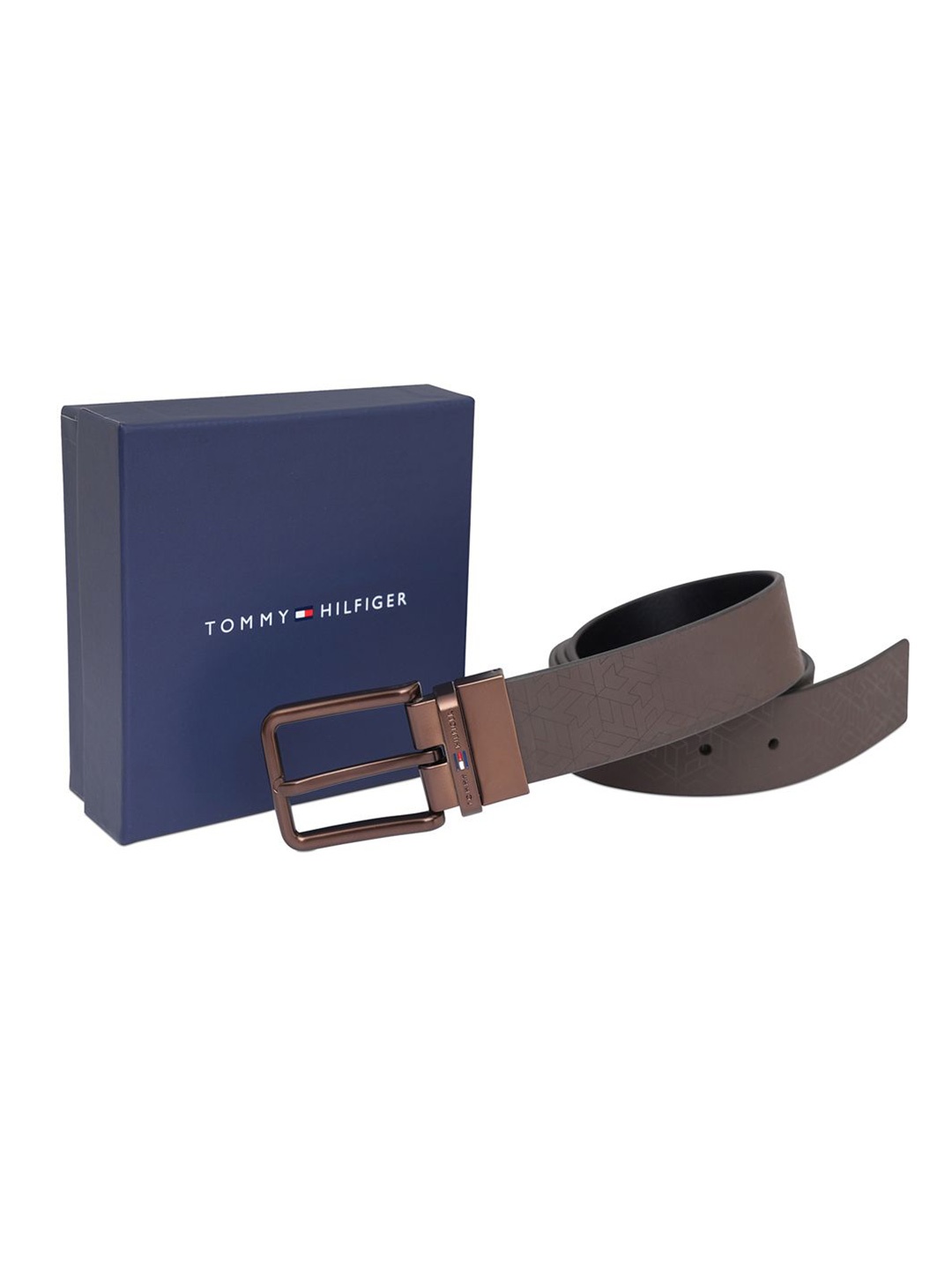 

Tommy Hilfiger Men Printed Leather Reversible Formal Belt, Brown