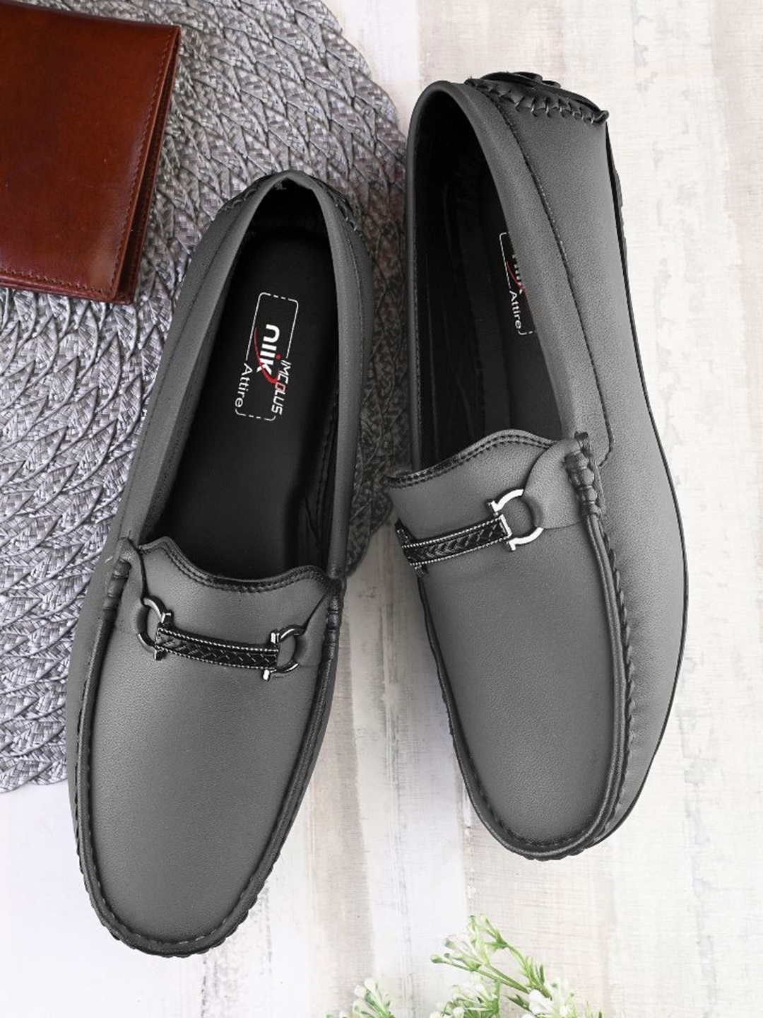 

IMCOLUS Men Round Toe Loafers Casual Shoes, Grey